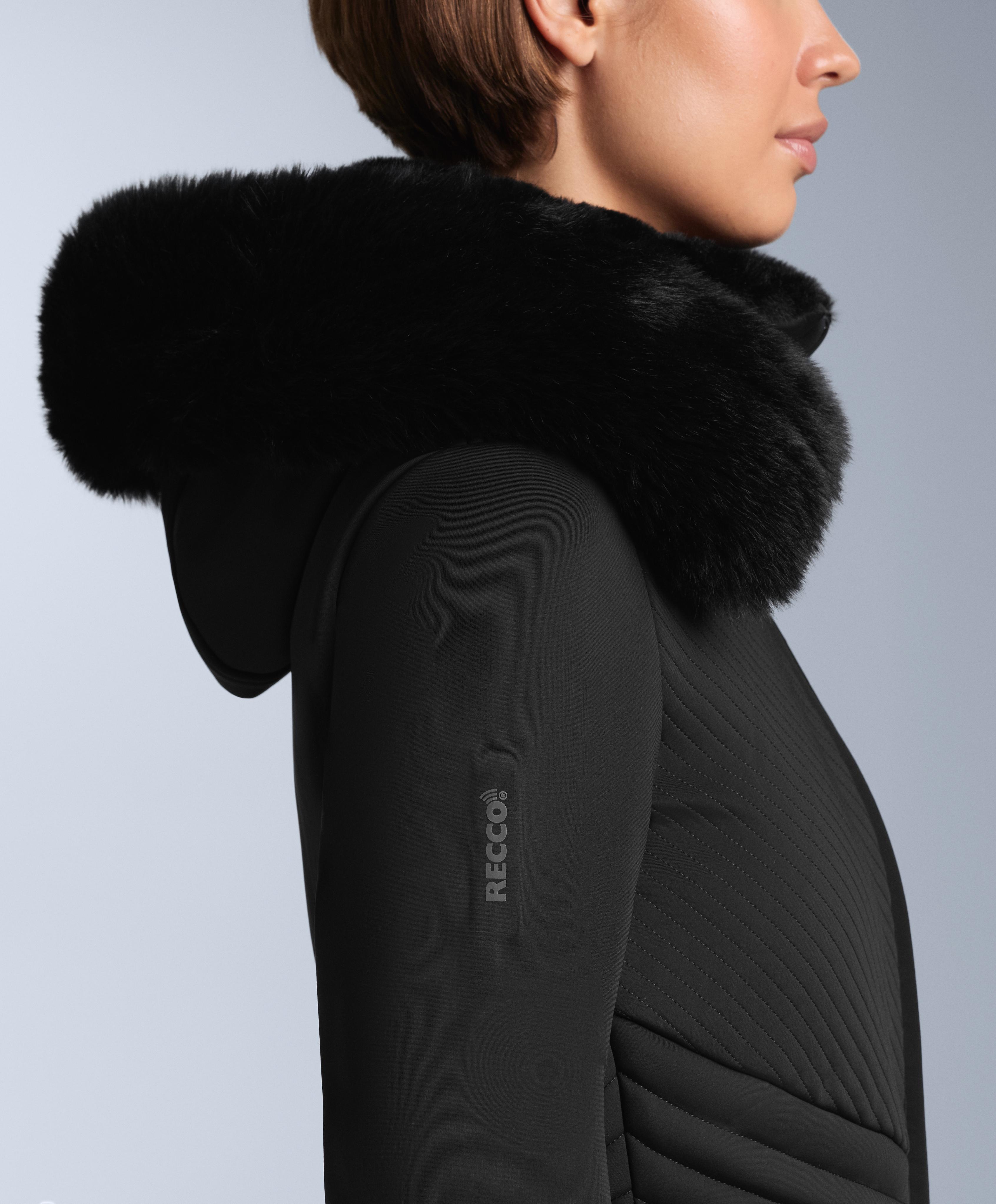 Water-resistant fitted stretch SKI jumpsuit — BLACK