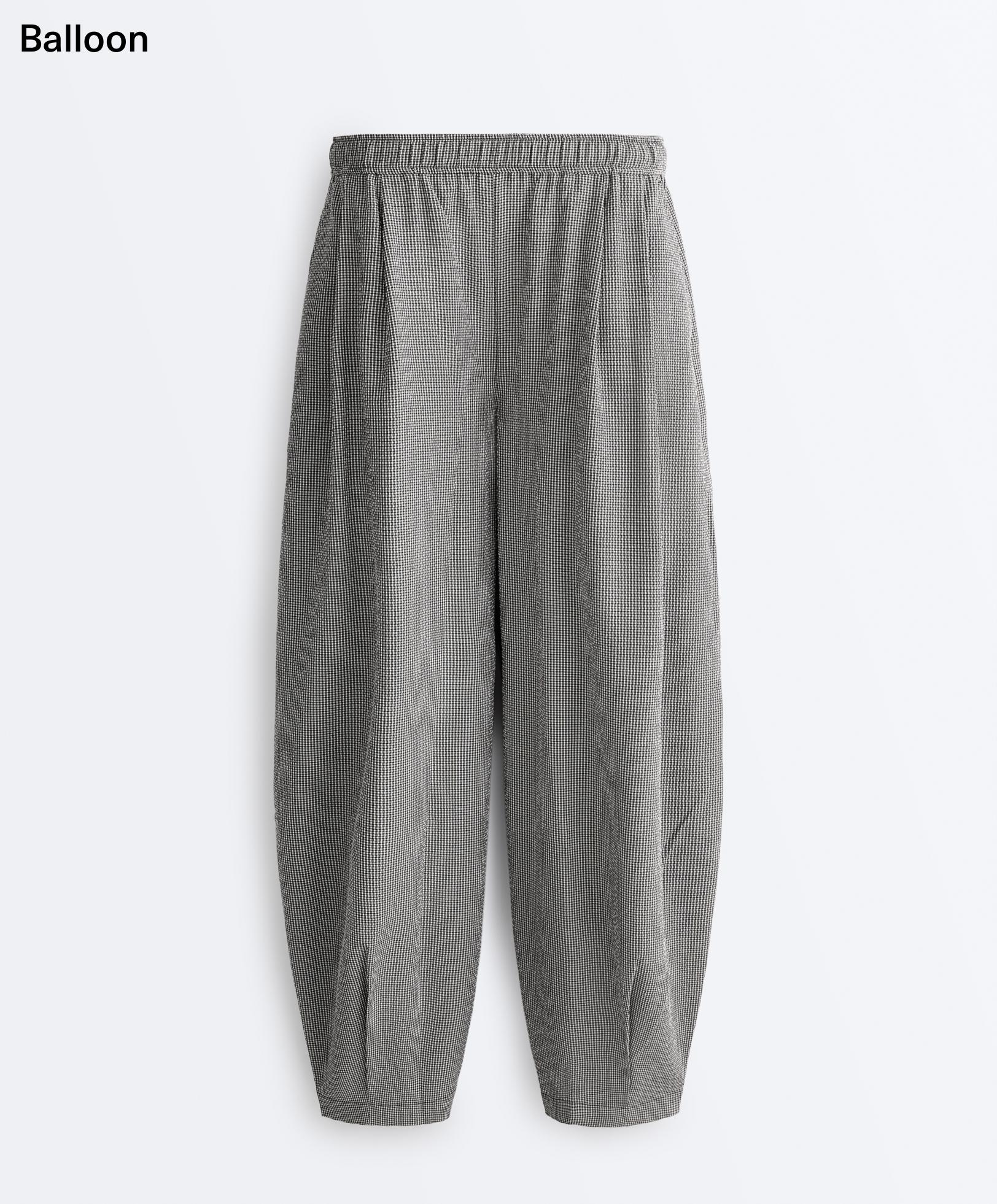 Gingham lyocell blend balloon trousers — DUSTY BLACK