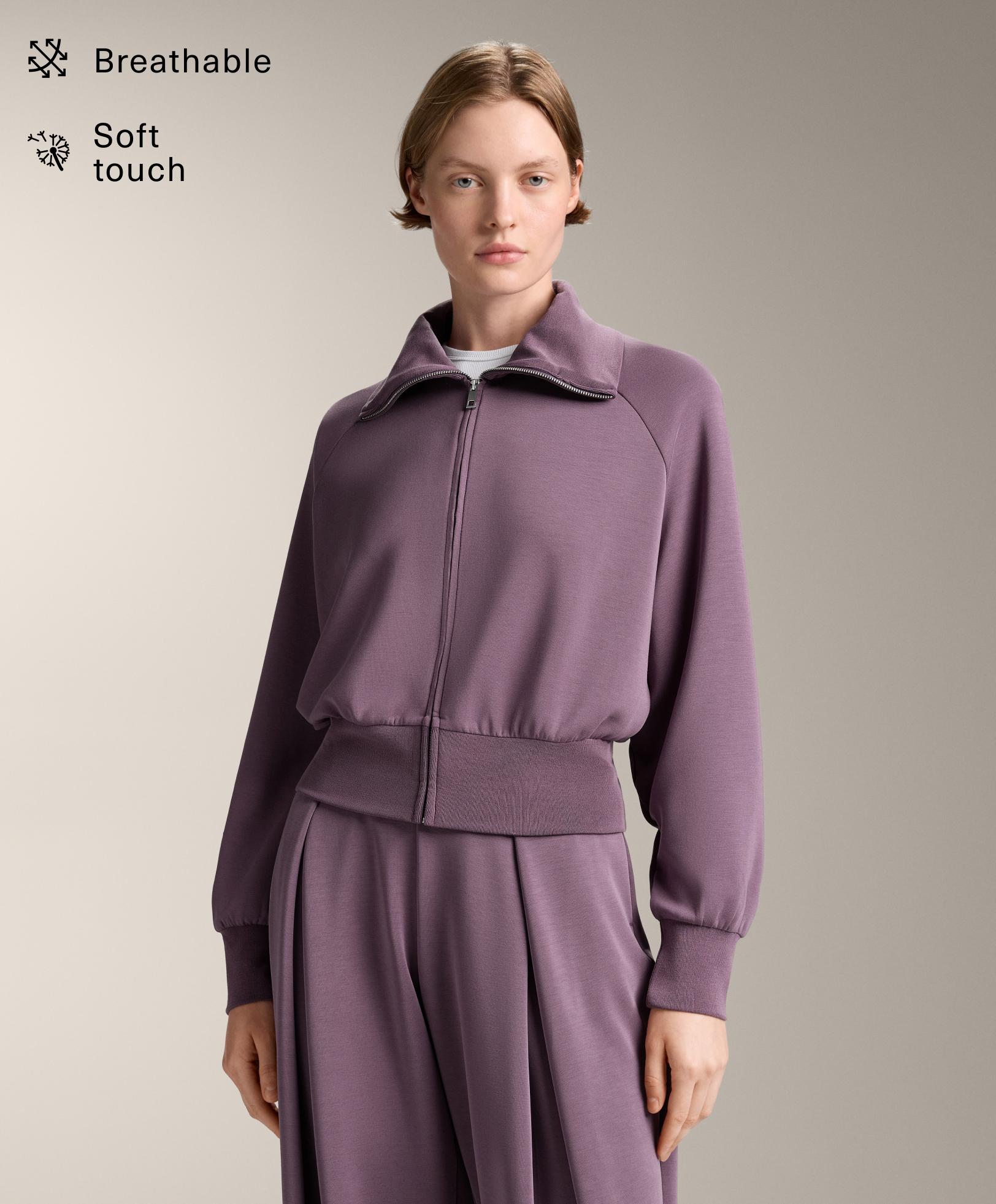 High-neck jacket with fitted waist and soft-touch modal - Sale
