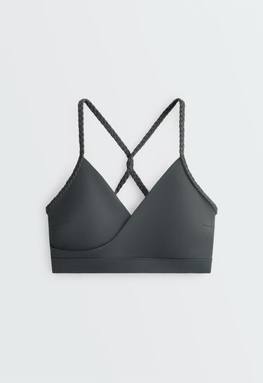 Medium-support braided Comfortlux sports bra — STEEL GREY 6