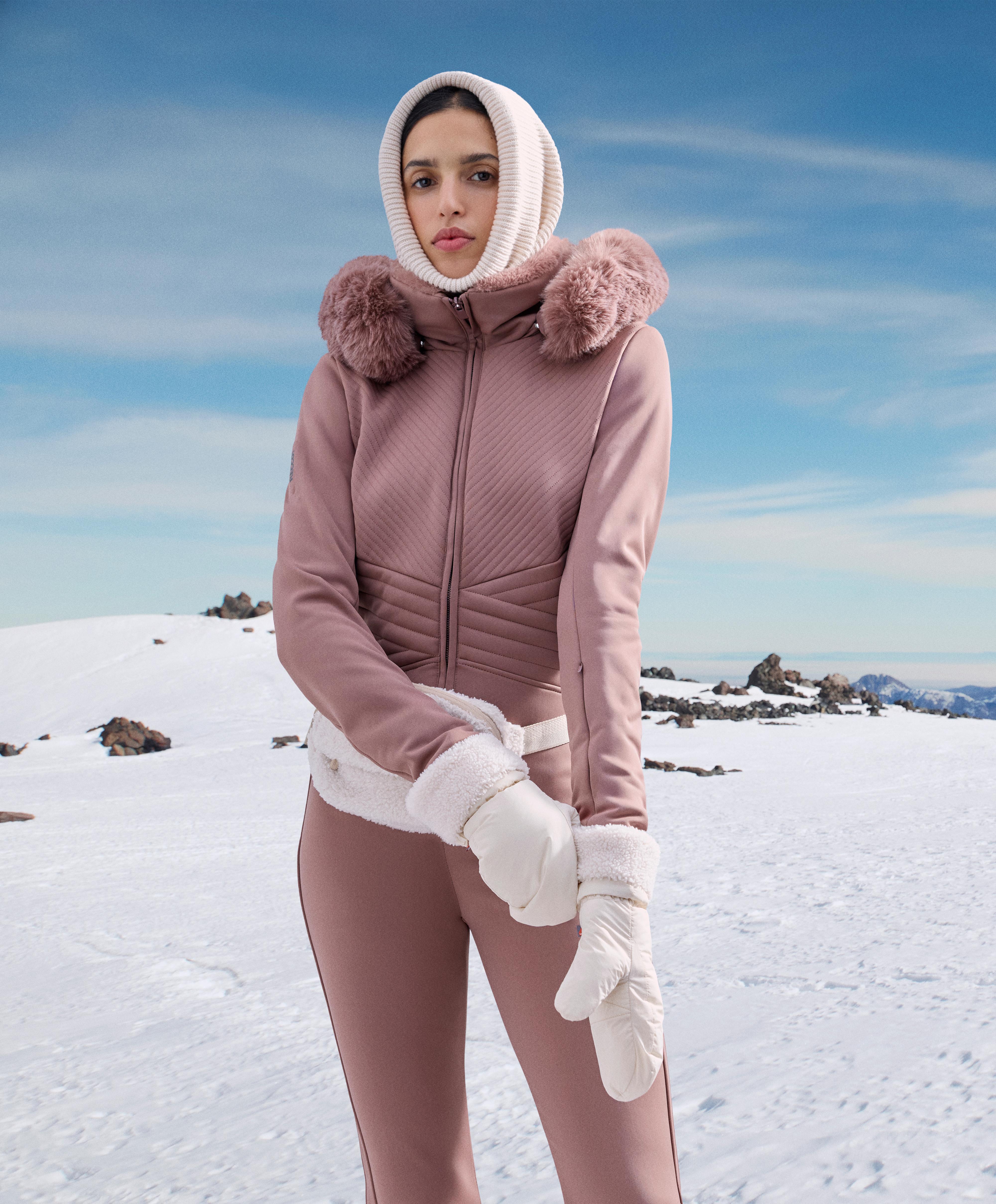 Water-resistant fitted stretch SKI jumpsuit — PINK-MAUVE