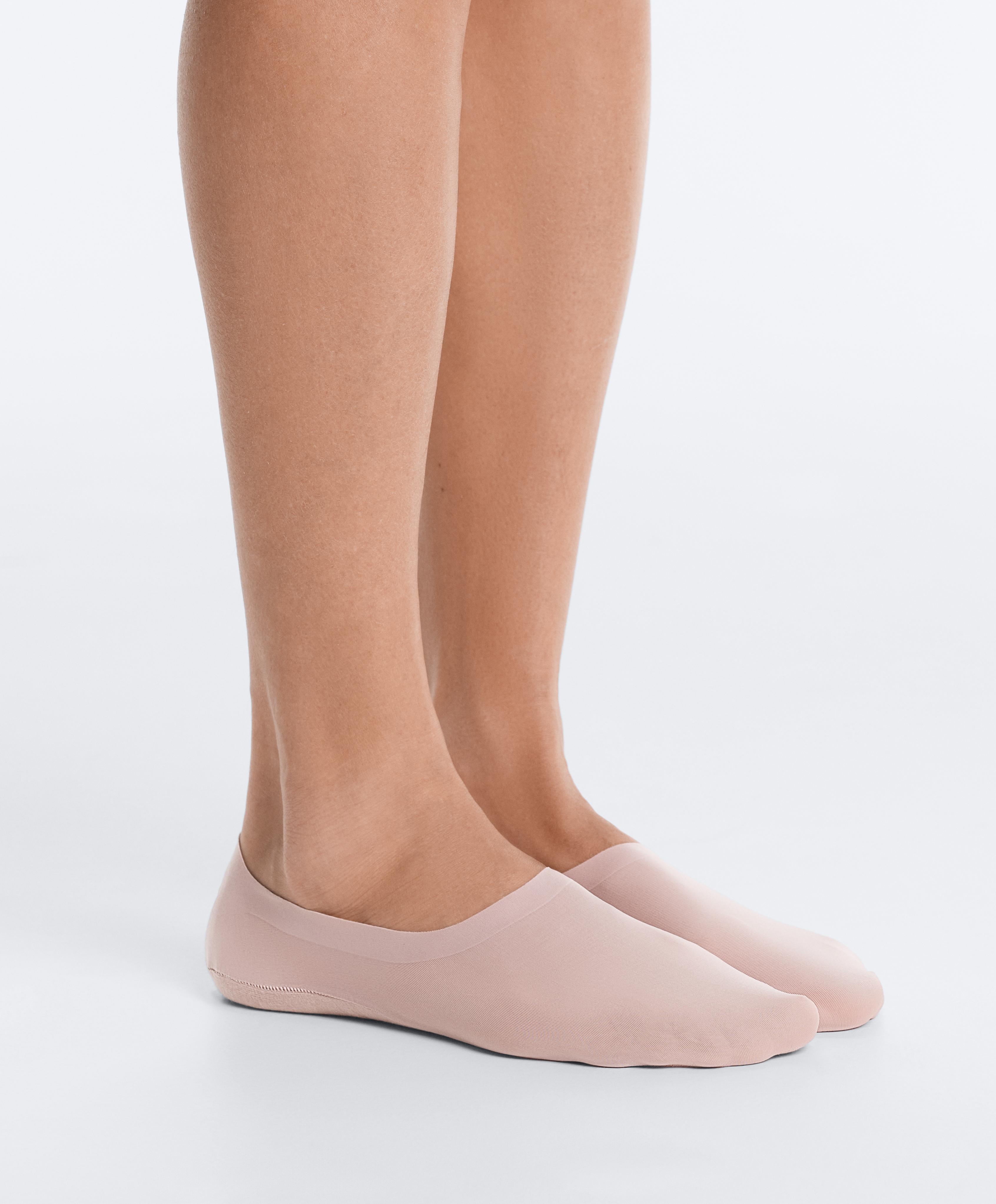 2 pairs of high-cut invisible microfibre socks — PALE PINK