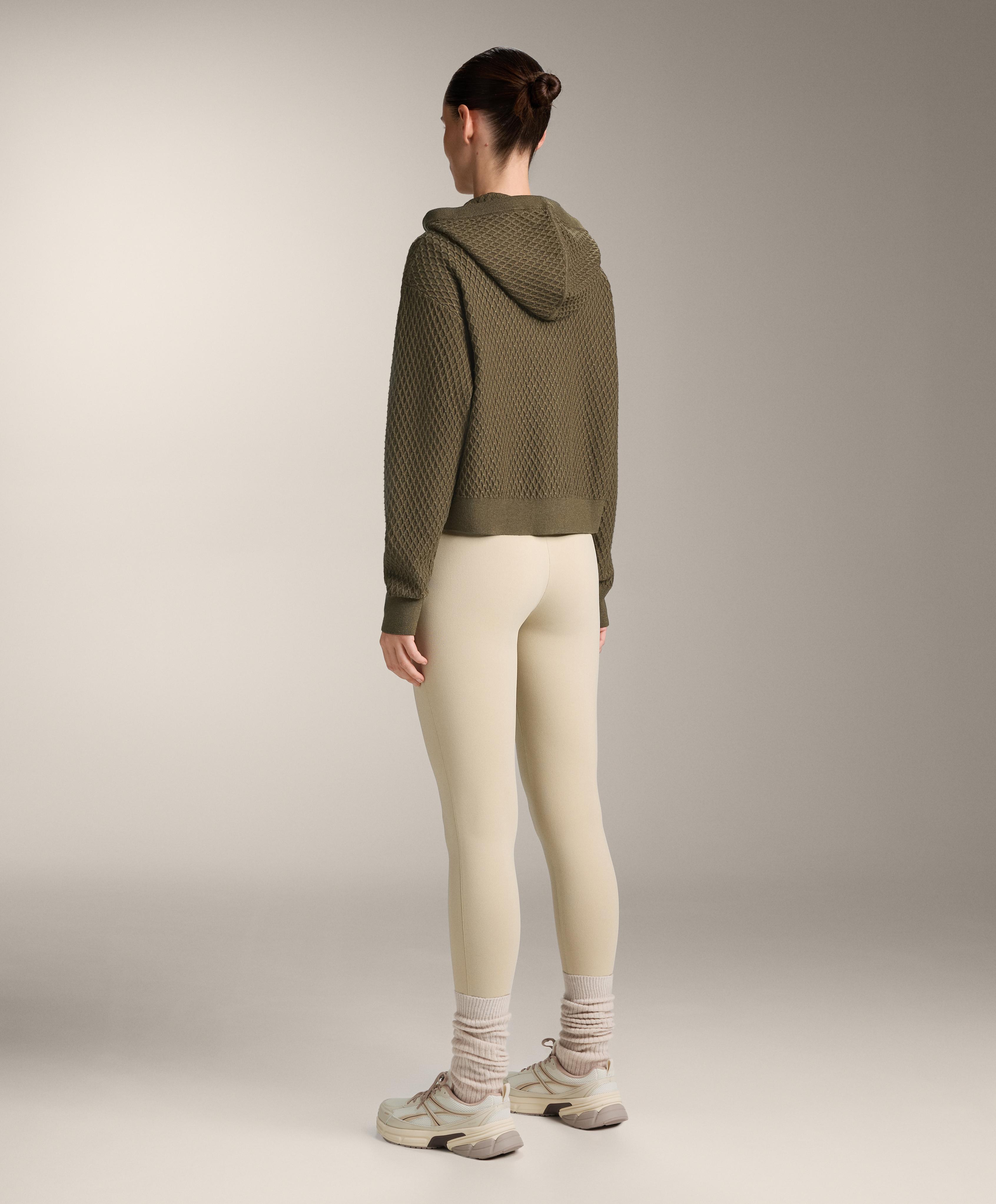 Structured knit hooded jacket — OLIVE GREEN
