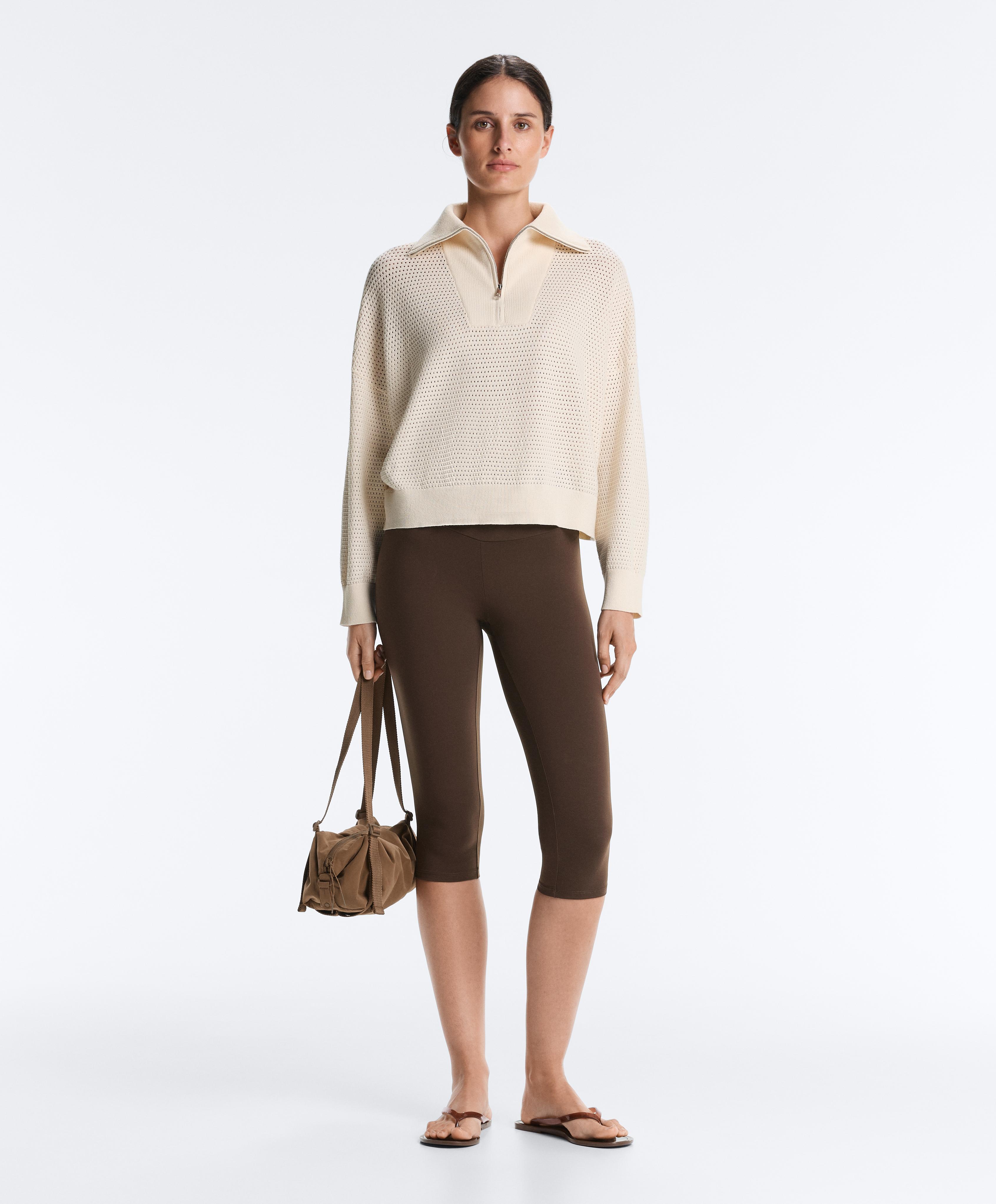 Cotton-blend open knit jumper — PALE ECRU