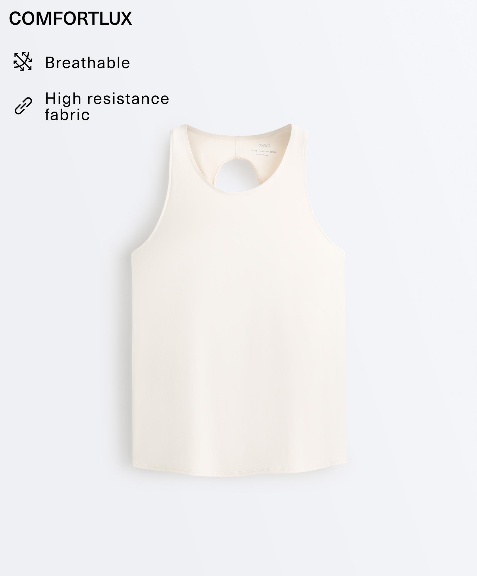 Comfortlux cross-back T-shirt — PALE ECRU