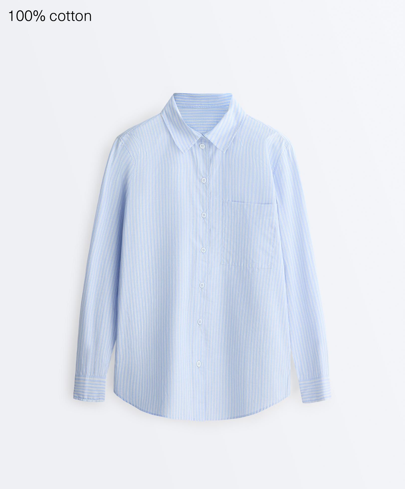 100% cotton long-sleeved shirt — PALE BLUE