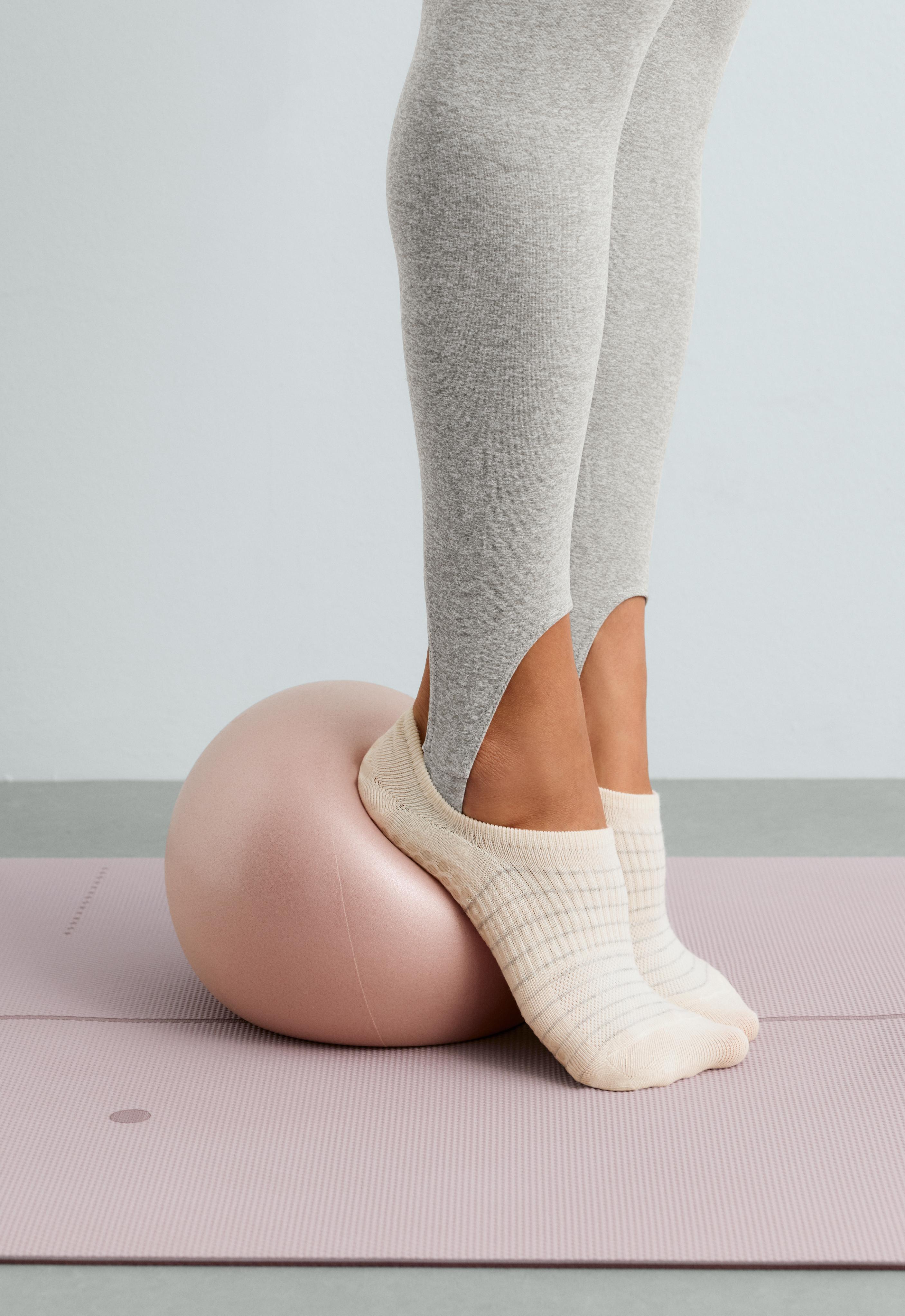 2 pairs of cotton blend yoga and Pilates socks — PALE GREY MELANGE