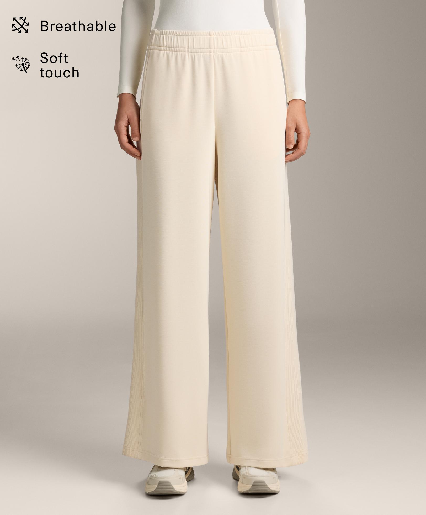 بنطلون مستقيم بجانب مضلع ممزوج بمودال ناعم الملمس - تنزيلات