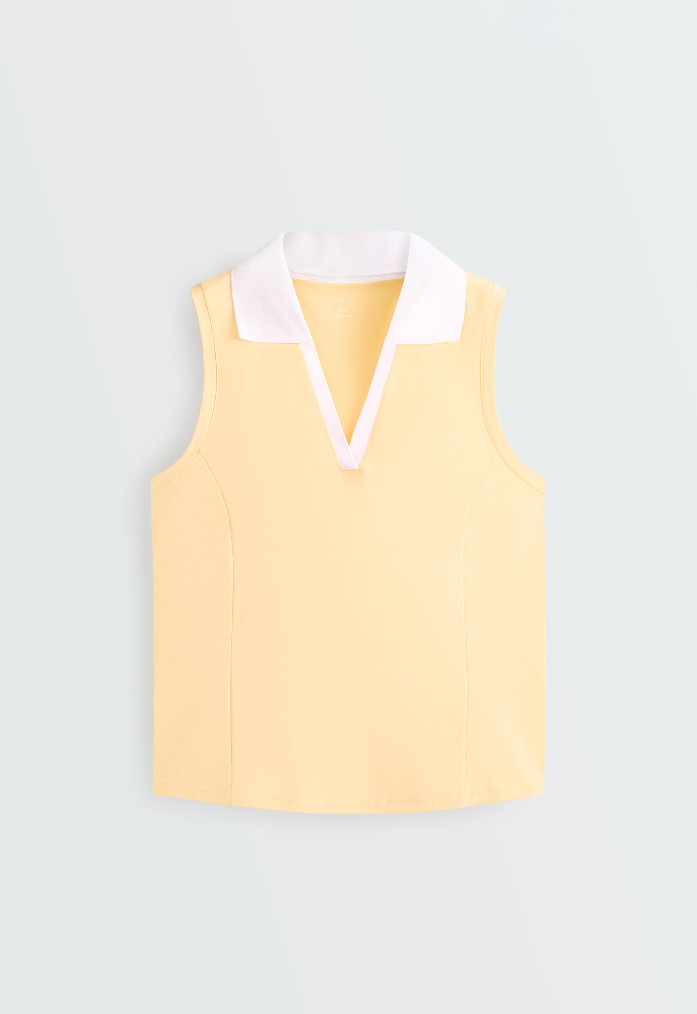 Contrast sleeveless Comfortlux polo shirt — PALE YELLOW