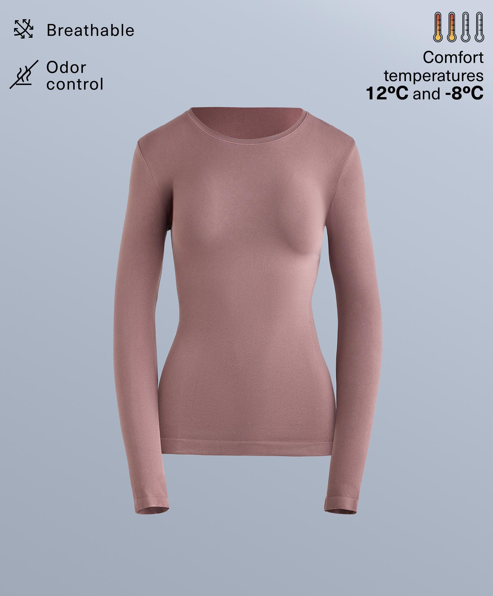 Seamless thermal base layer T-shirt — PINK-MAUVE