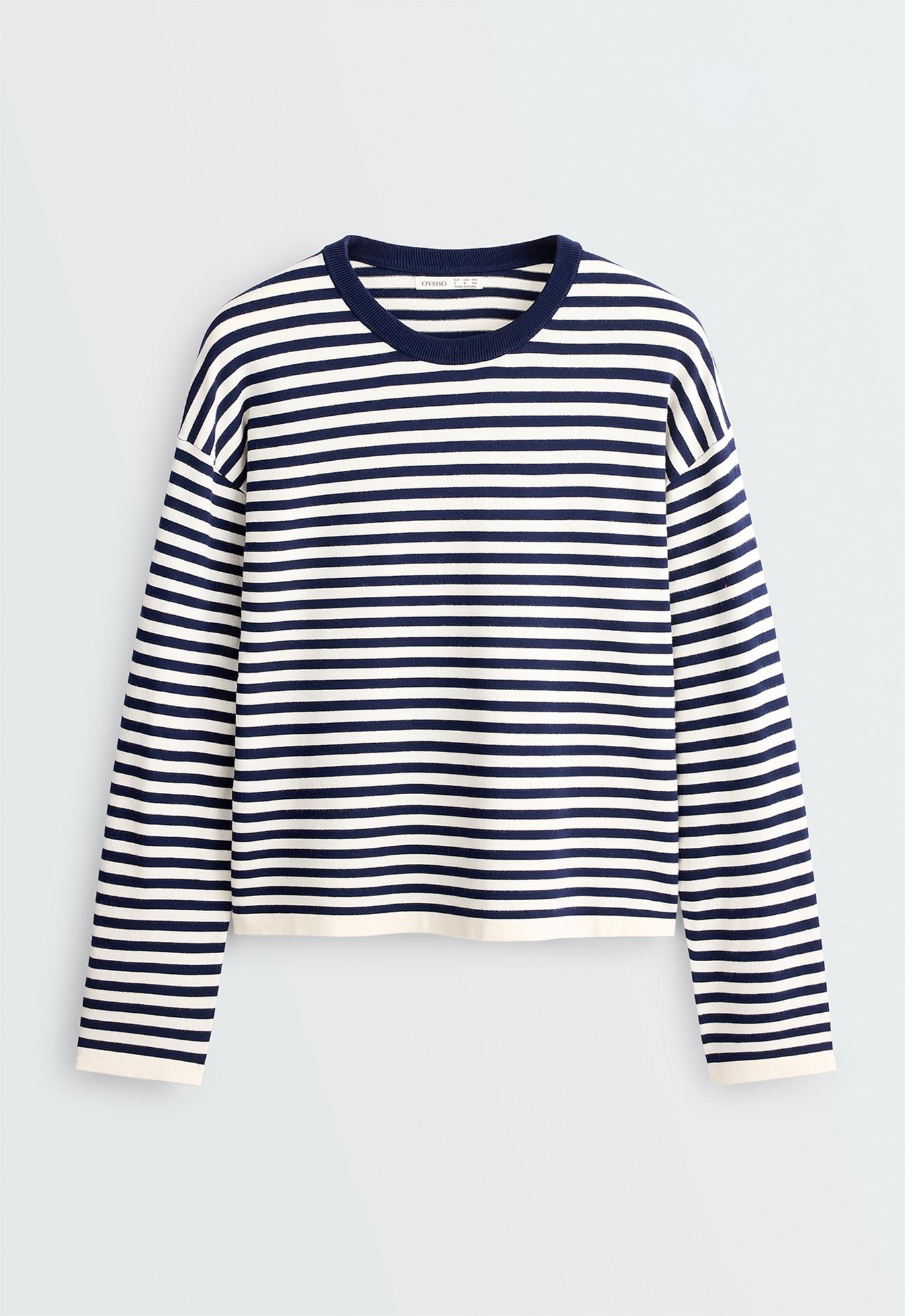 Fine knit striped jumper — PALE ECRU