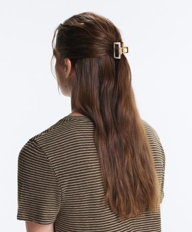 2 square metallic hair clips — QUARTZ 2