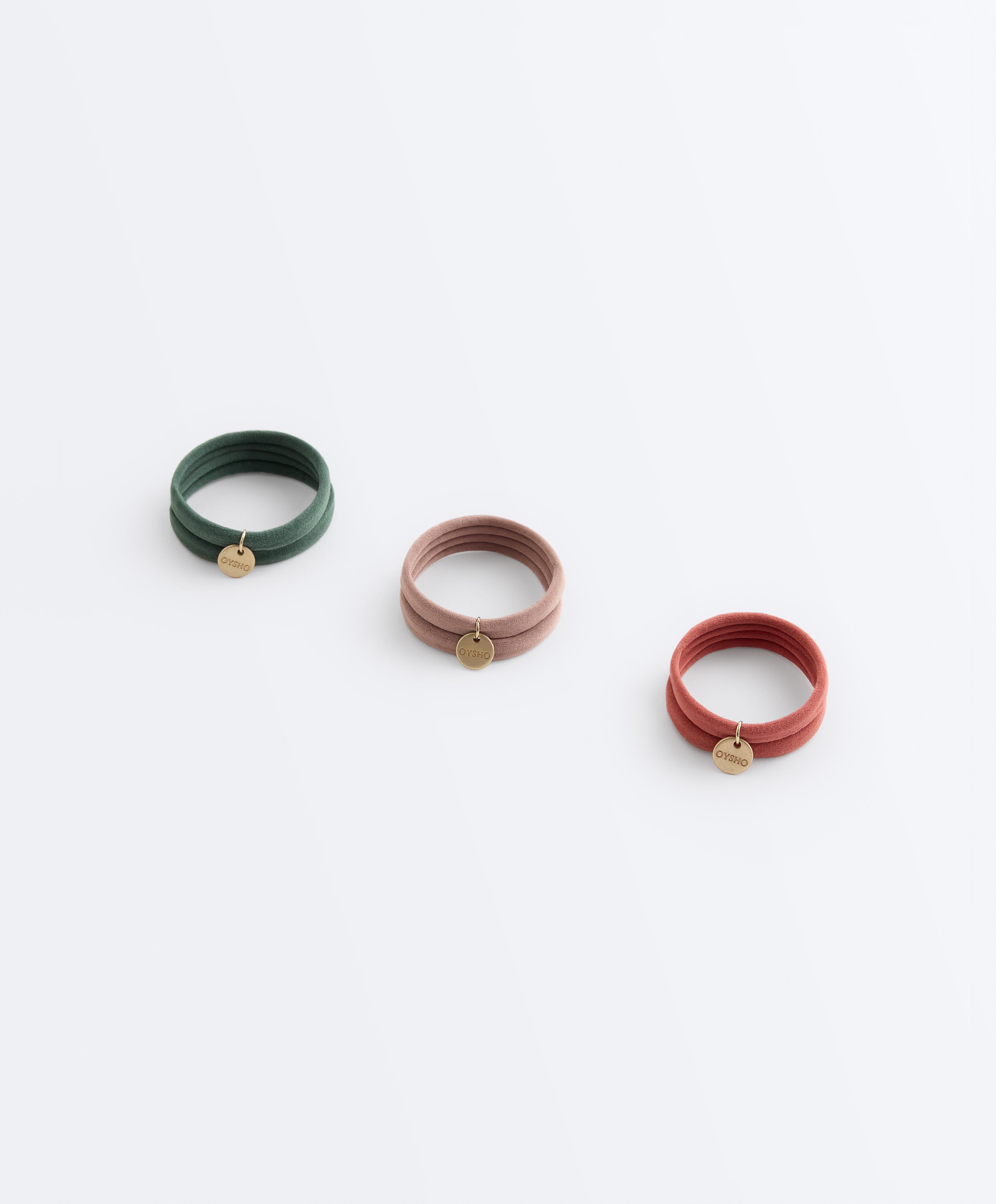 6 Oysho plaque hair ties — ORANGE