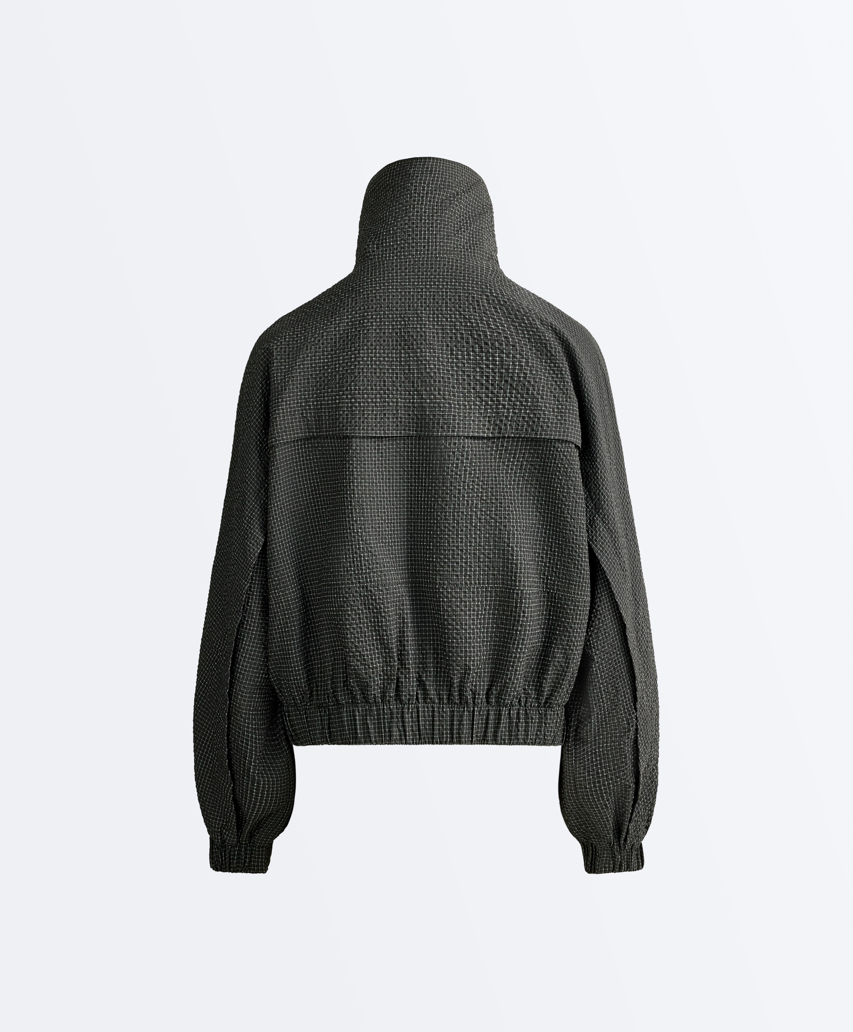 Water-repellent checked nylon track jacket — BLACK
