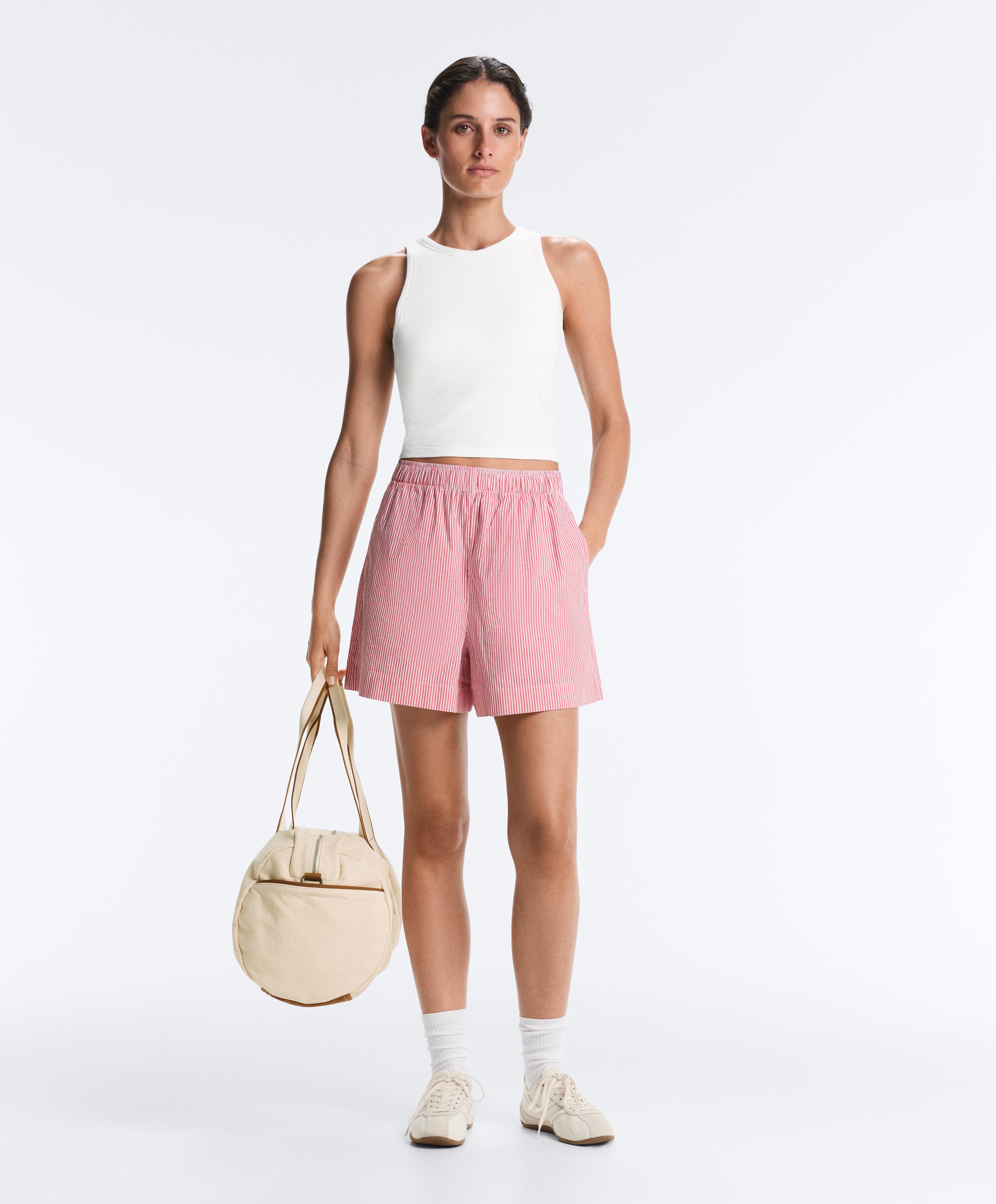 Striped 100% cotton shorts