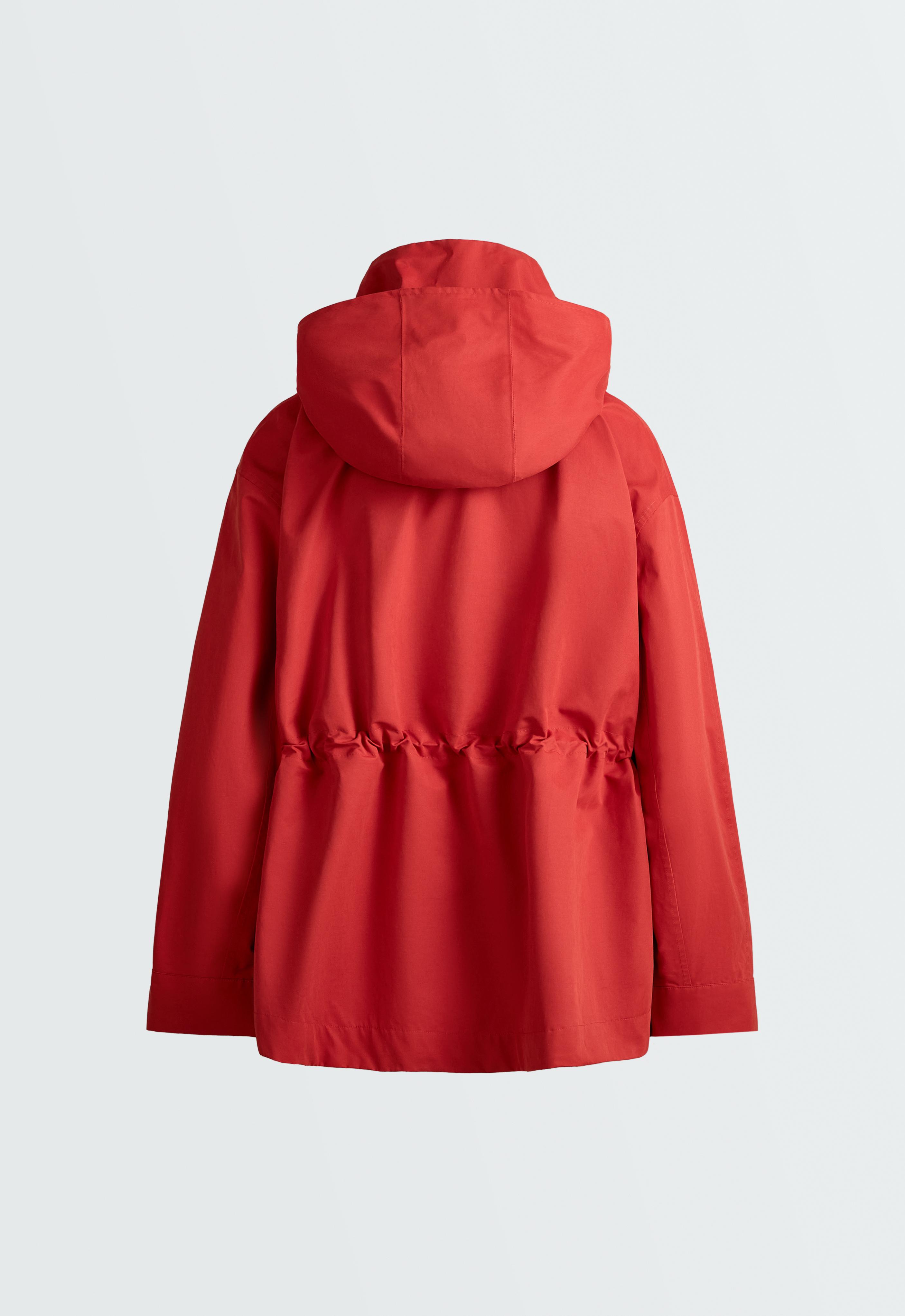 A-line 10k waterproof cotton jacket — GERANIUM RED