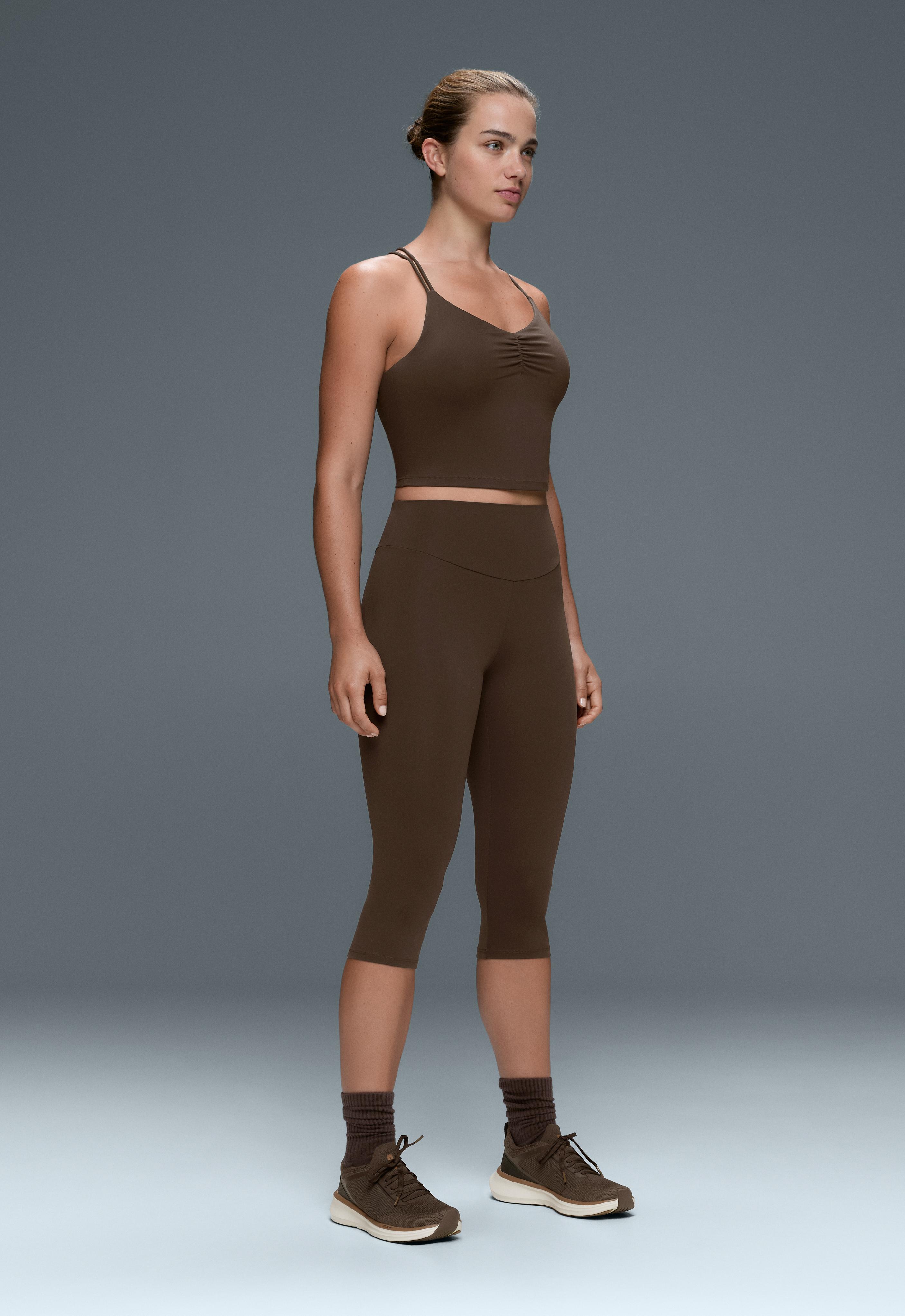 Comfortlux high-rise 40cm knee-length leggings — DARK BROWN