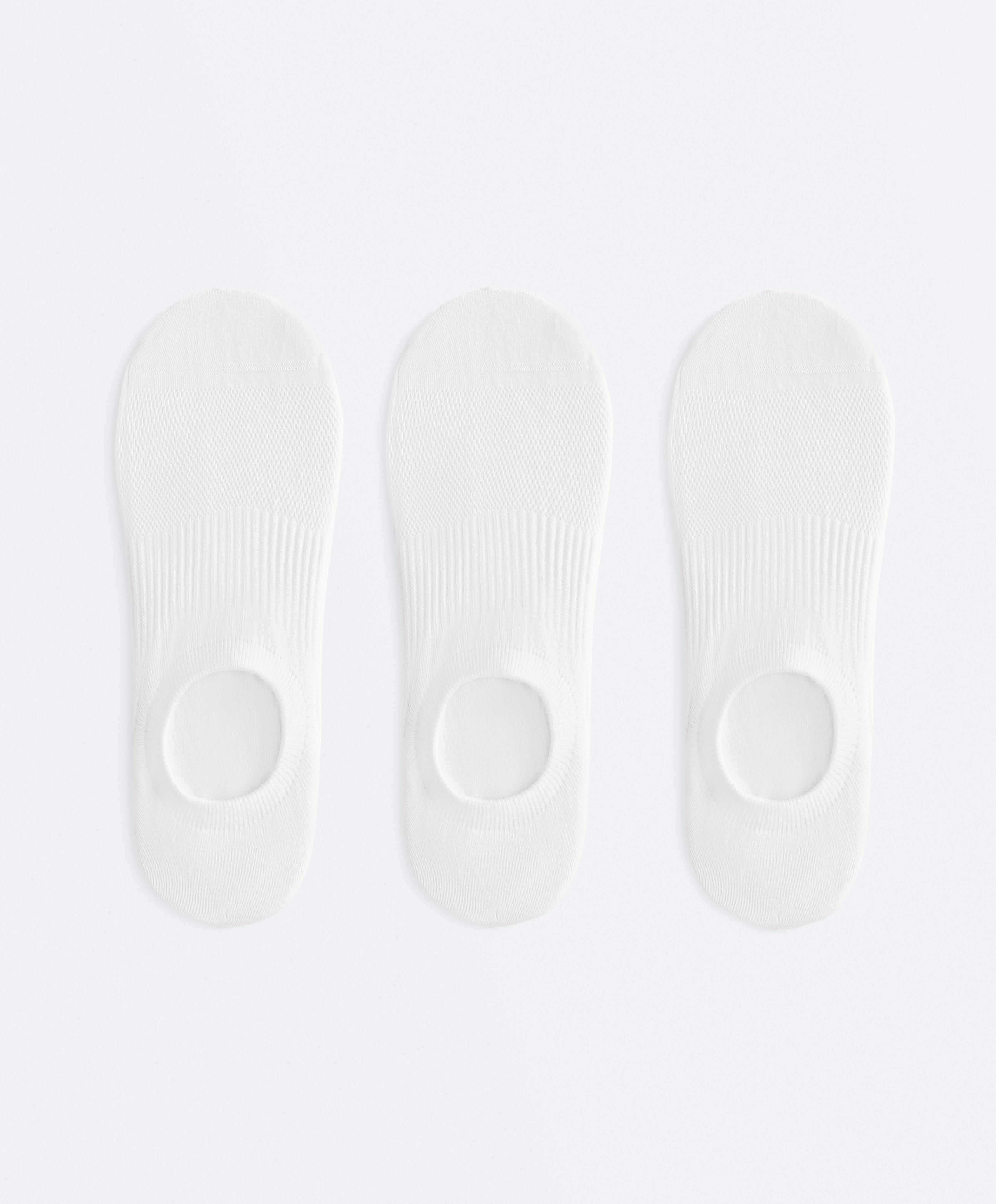 Pack de 3 pares de meias de desporto invisíveis high cut em mistura de algodão Pack de 3 pares de meias de desporto invisíveis high cut em mistura de algodão