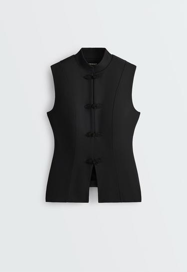 Long comfortlux tank top with mandarin collar — BLACK 7