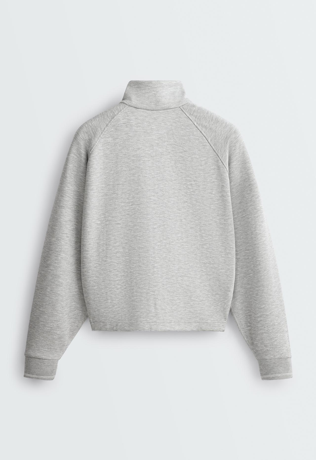 High neck piqué jacket — GREY MELANGE