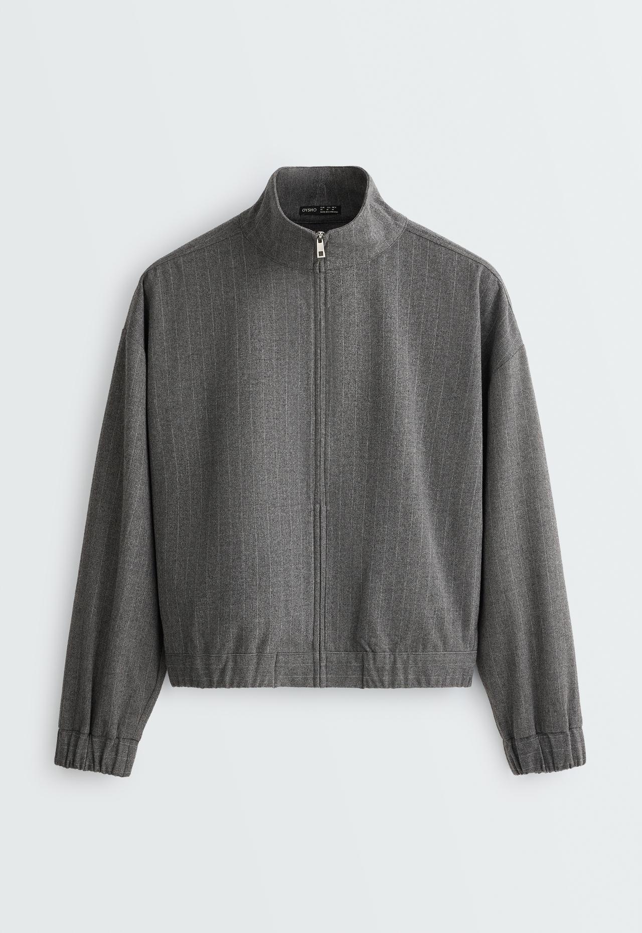 Pinstripe jacket, 15% wool — MID GREY
