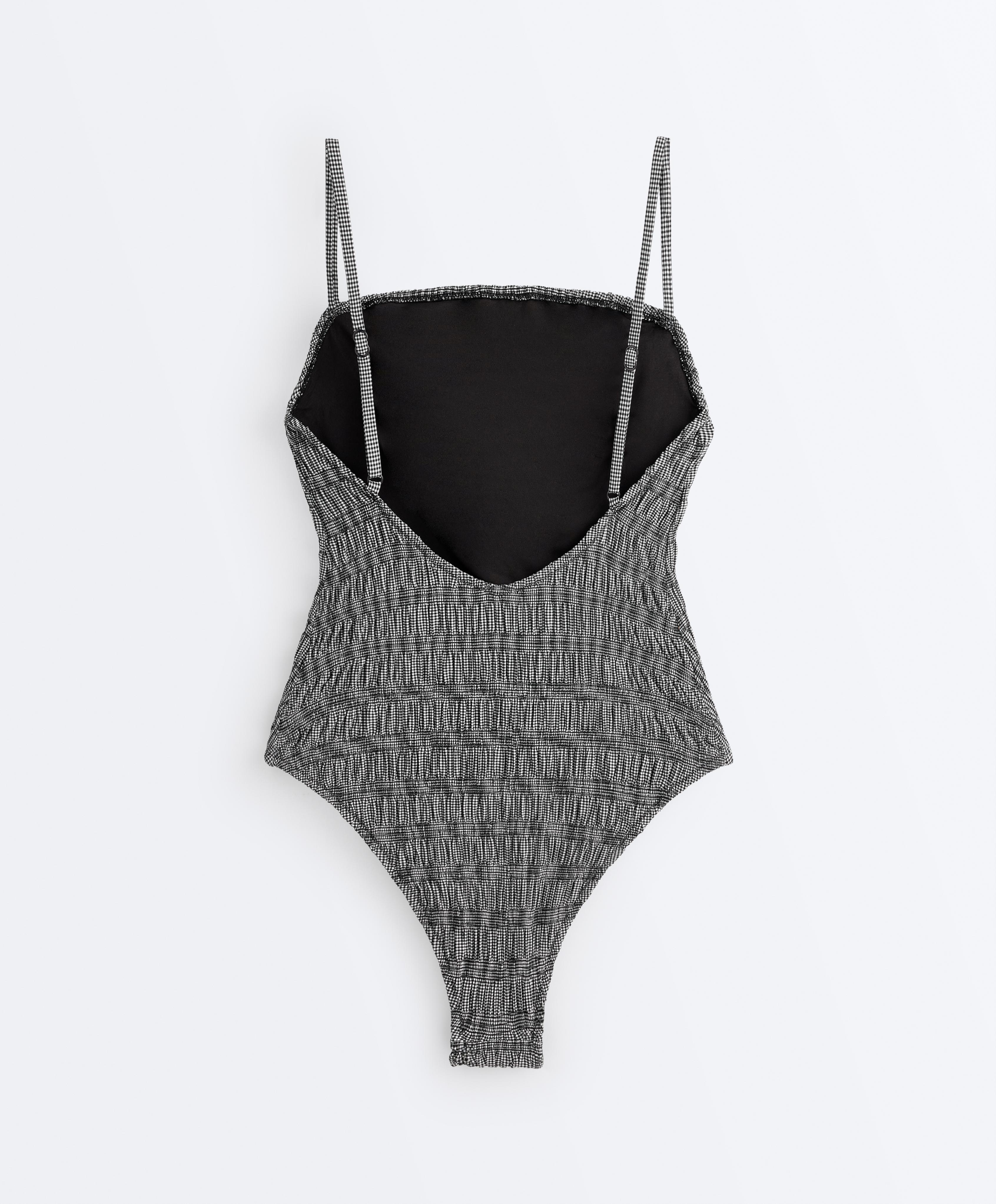 Gingham smock bandeau swimsuit | OYSHO United States | Sale