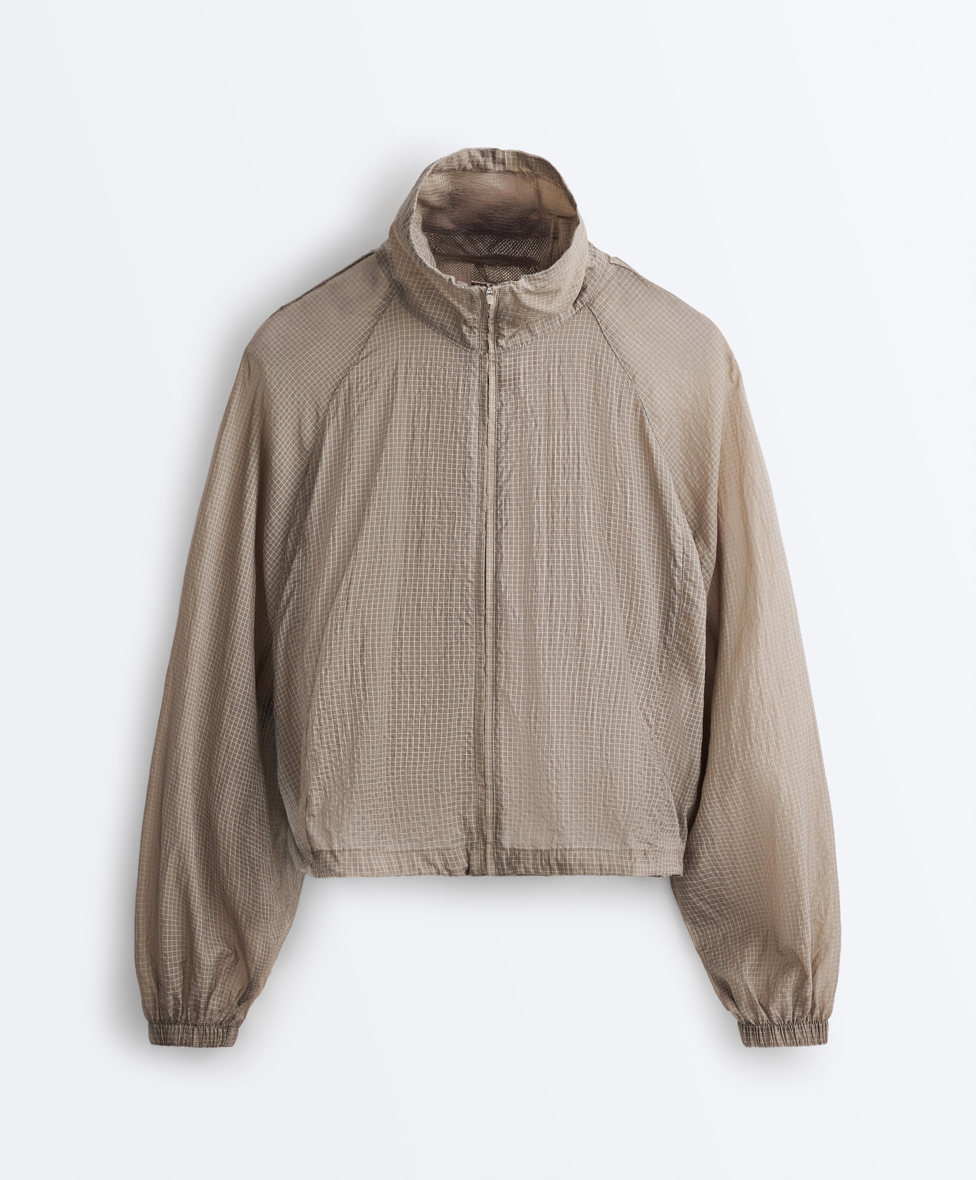 Check track jacket — MINK GREY