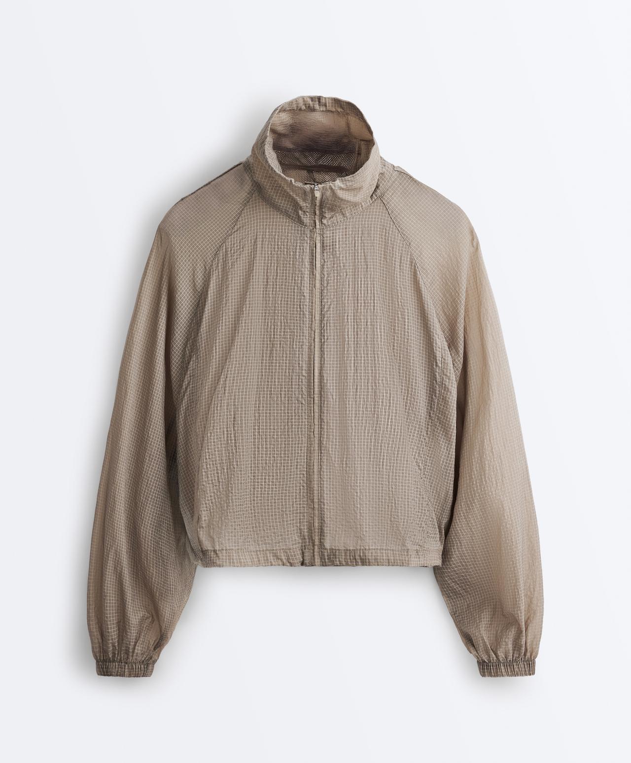 Check track jacket — MINK GREY
