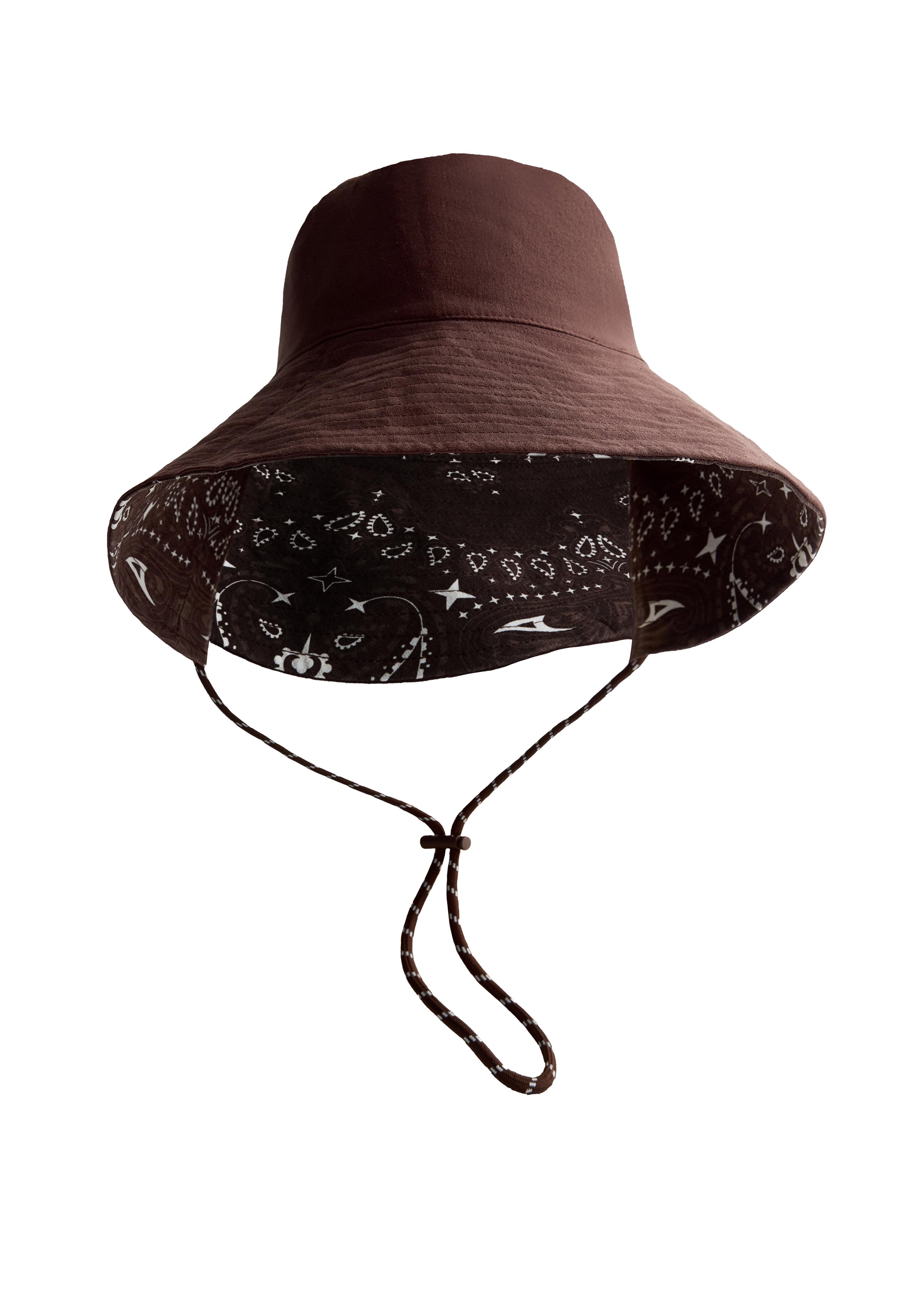 Reversible 100% cotton bandana bucket hat — BEIGE