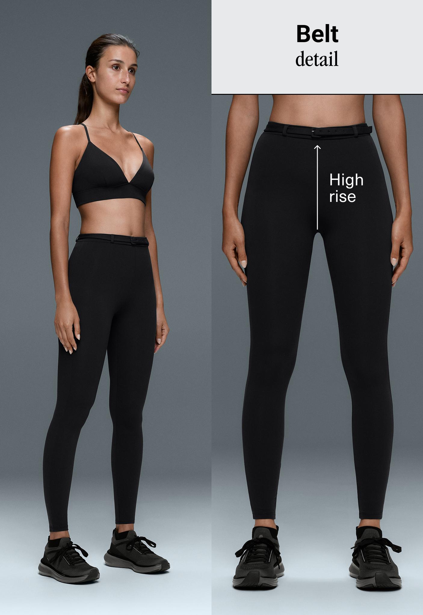 Comfortlux high-rise 65cm ankle-length leggings with belt — BLACK