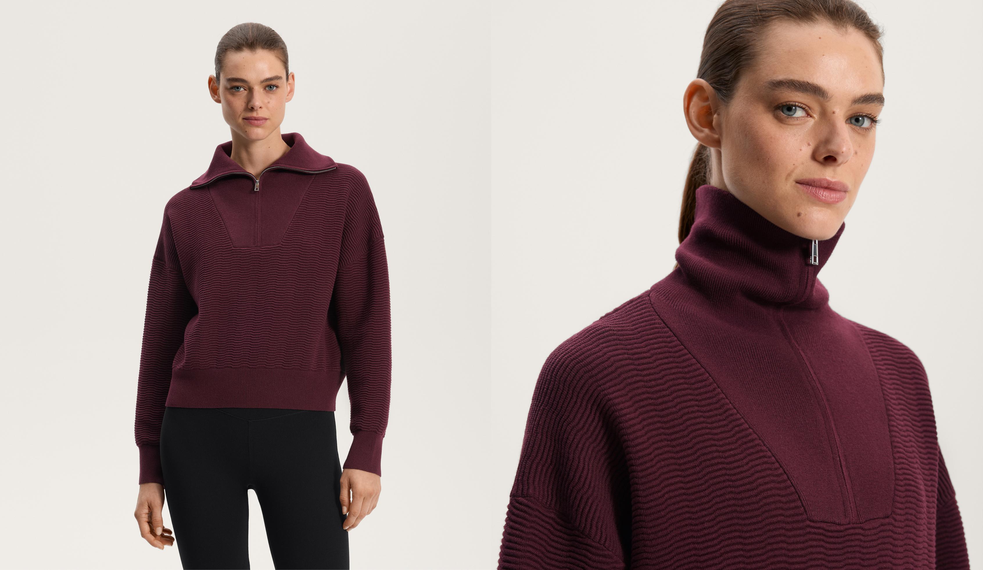 سترة محاكة بنصف سحاب هيكلية سترة محاكة بنصف سحاب هيكلية