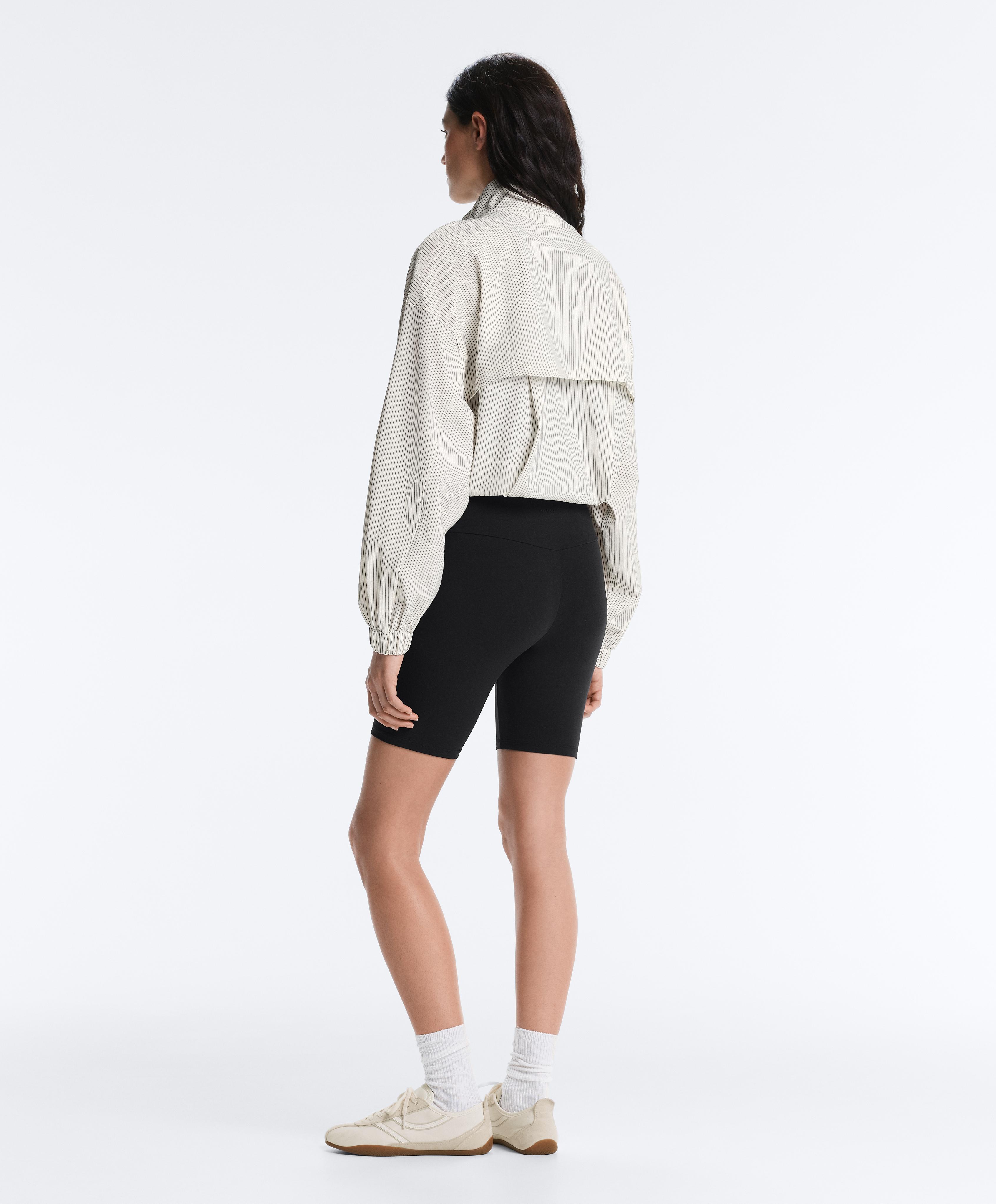 Striped stretch overlay jacket — WHITE