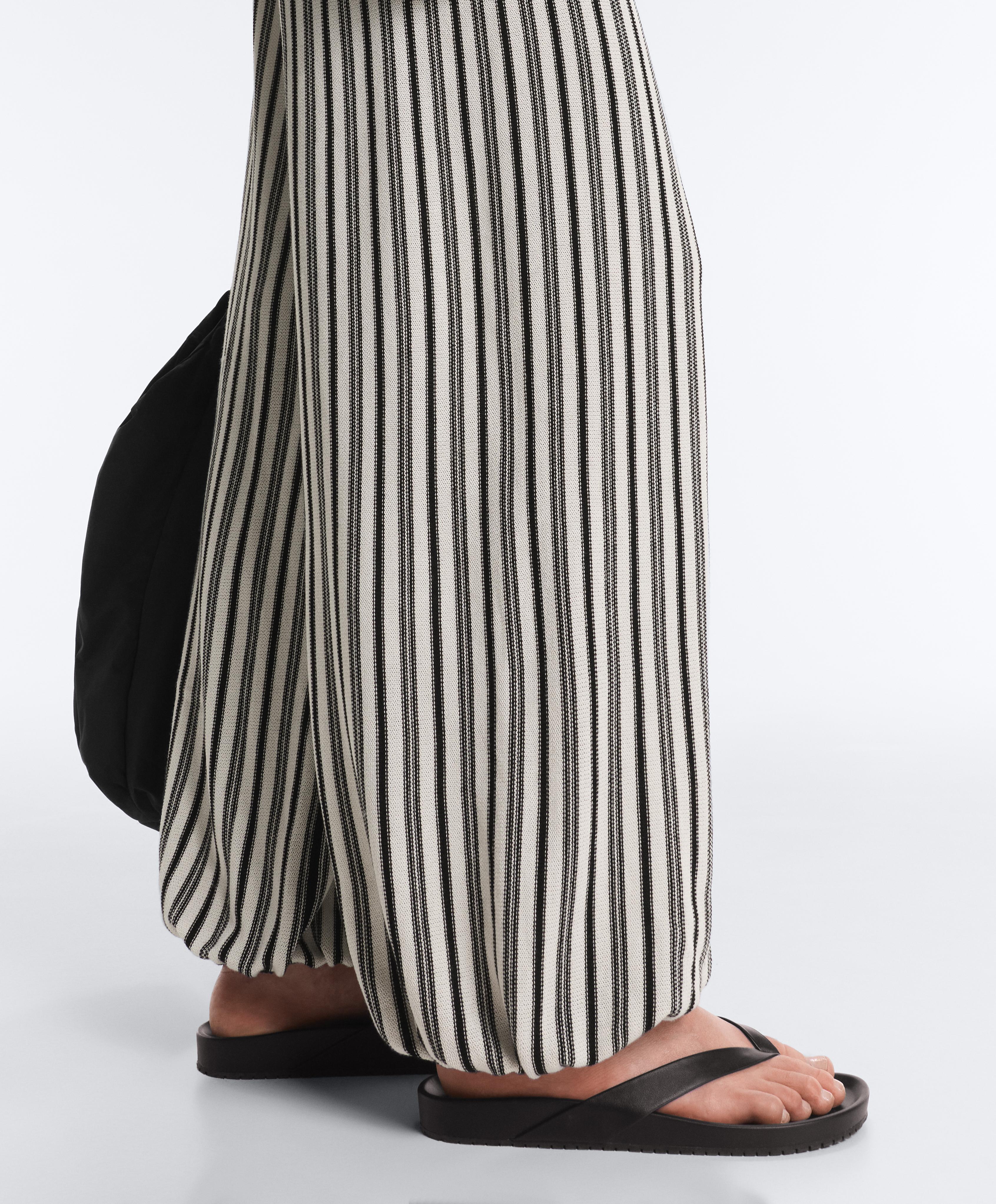 Striped knit bloomer trousers — BLACK
