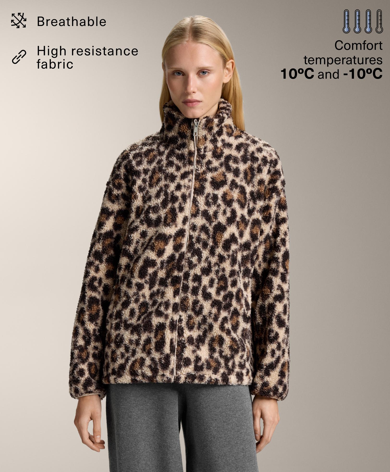Faux-shearling animal print jacket