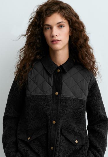 Combined faux-shearling jacket — BLACK 4