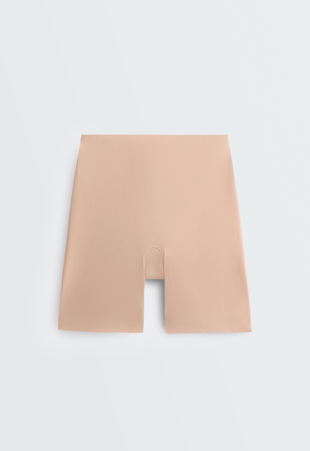 High-waisted invisible laser-cut cycling briefs — BEIGE