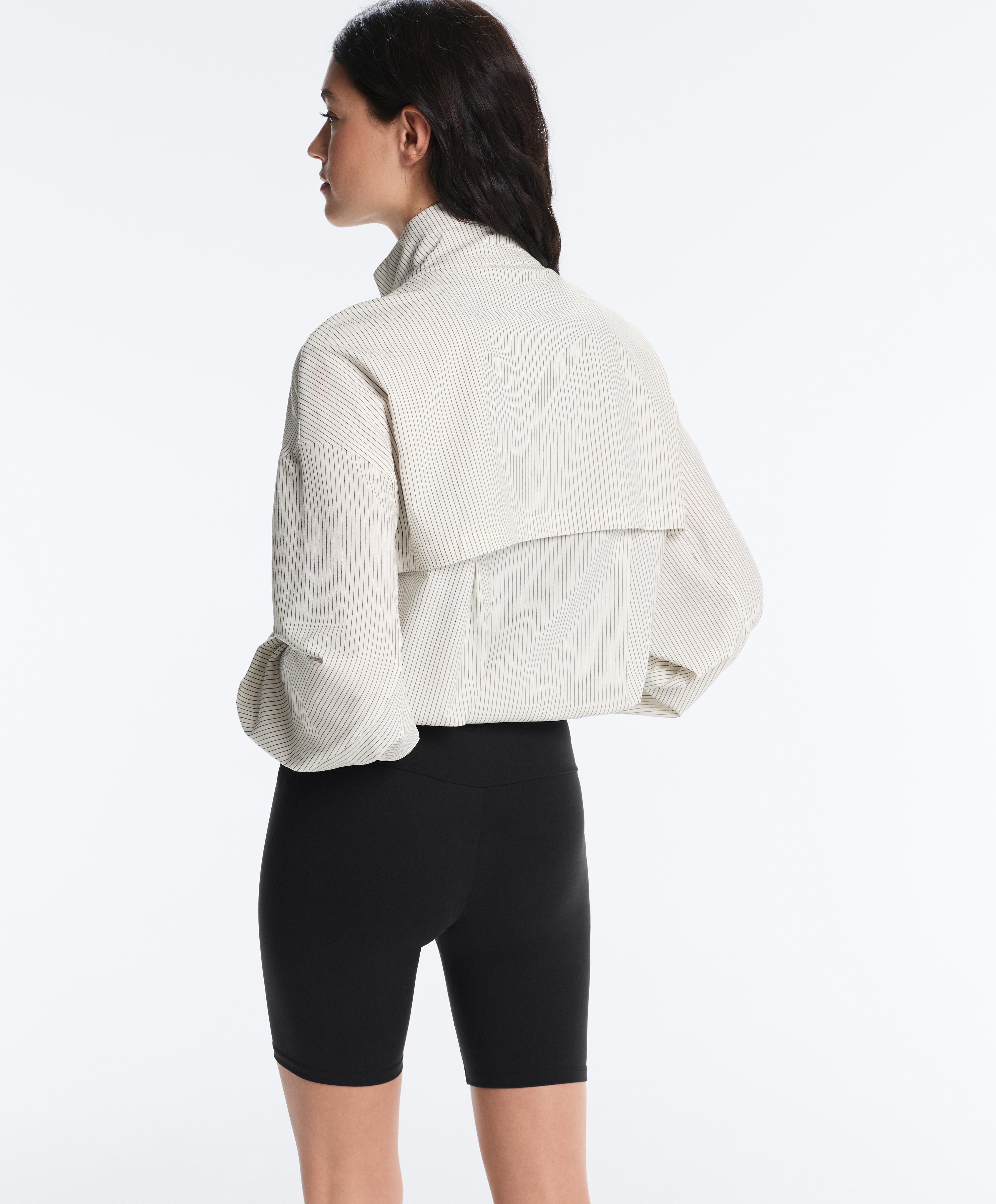 Striped stretch overlay jacket — WHITE