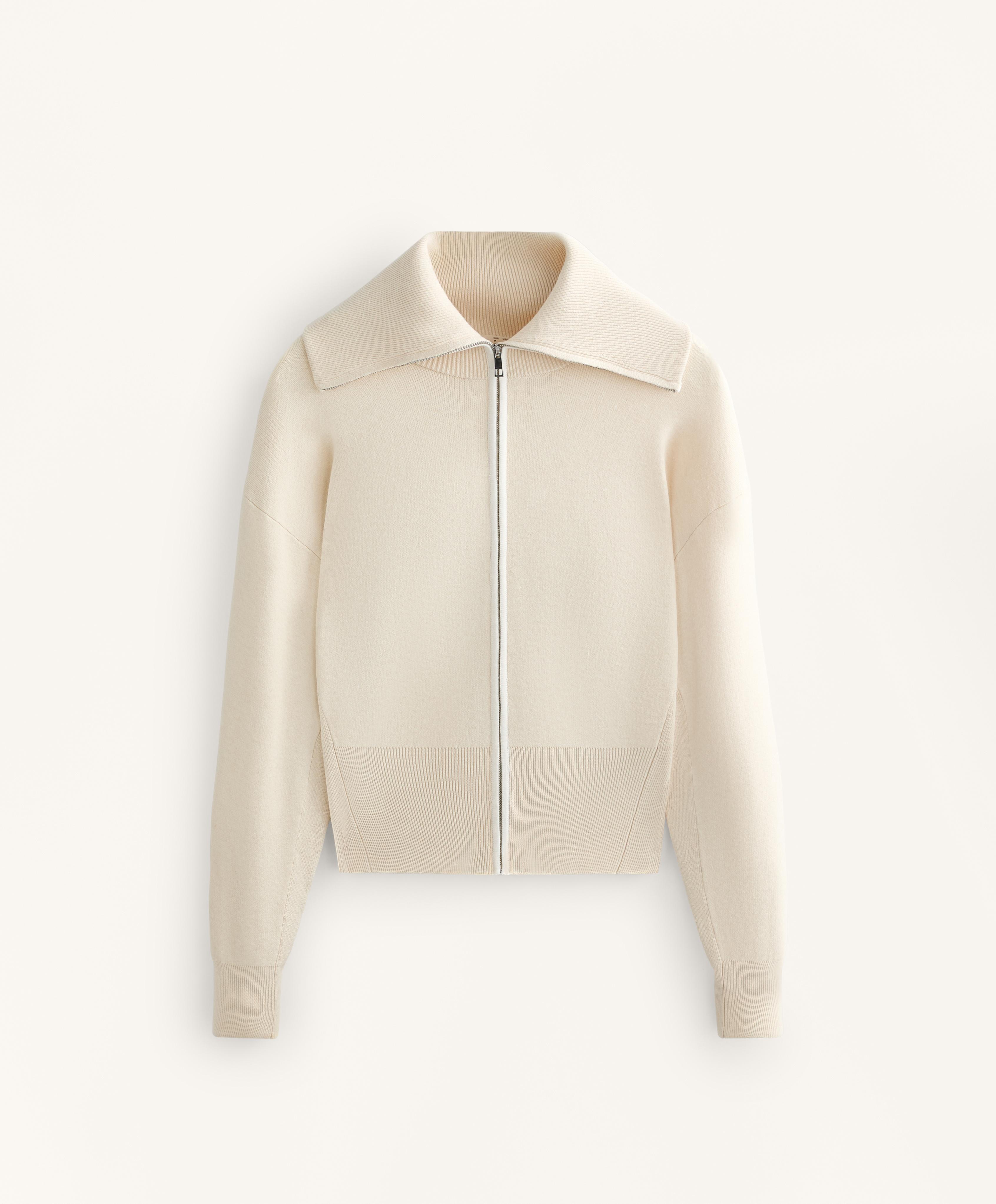 Contrast zip knit jacket — VANILLA