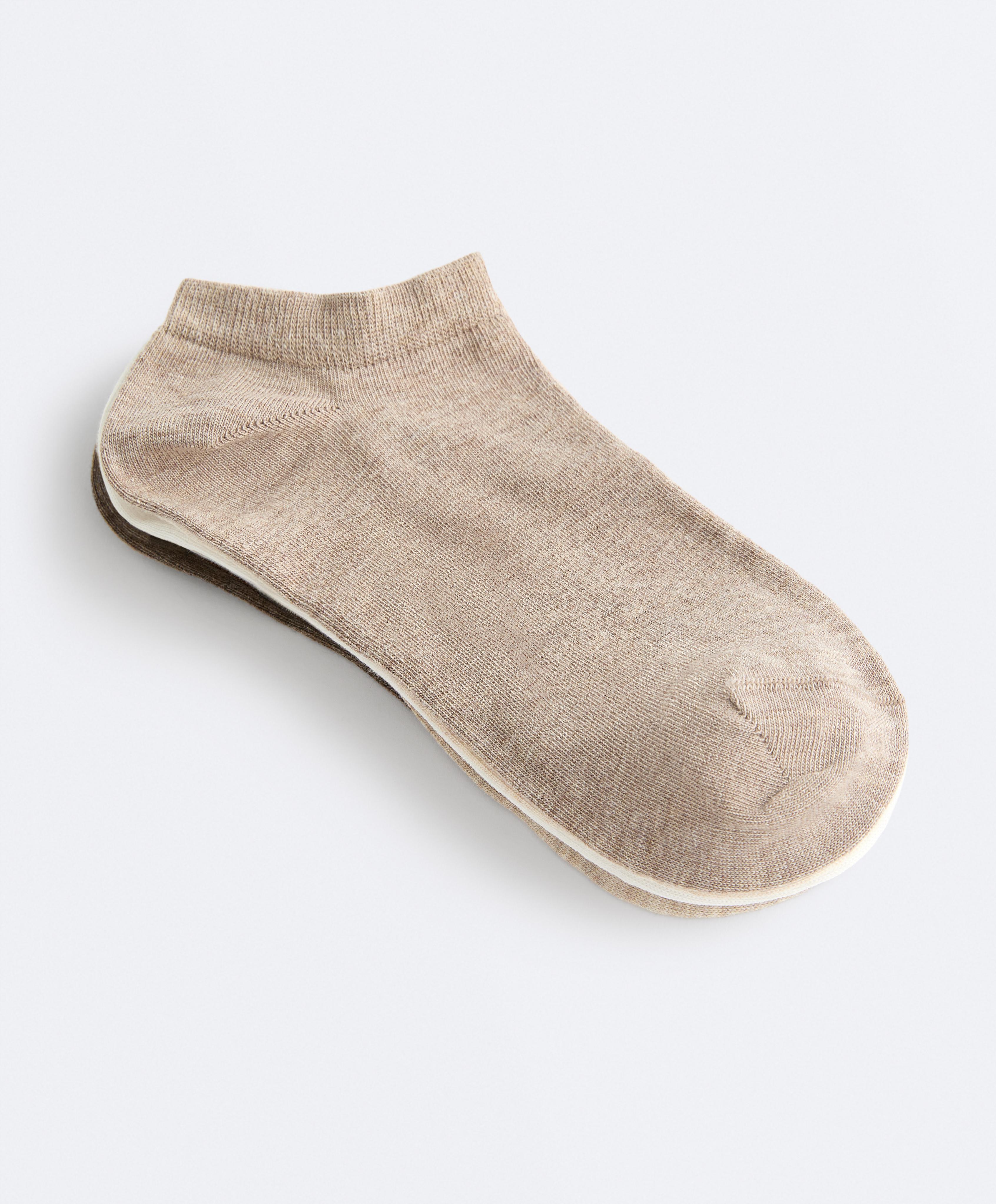 5 pairs of cotton blend sneaker socks — SAND MELANGE