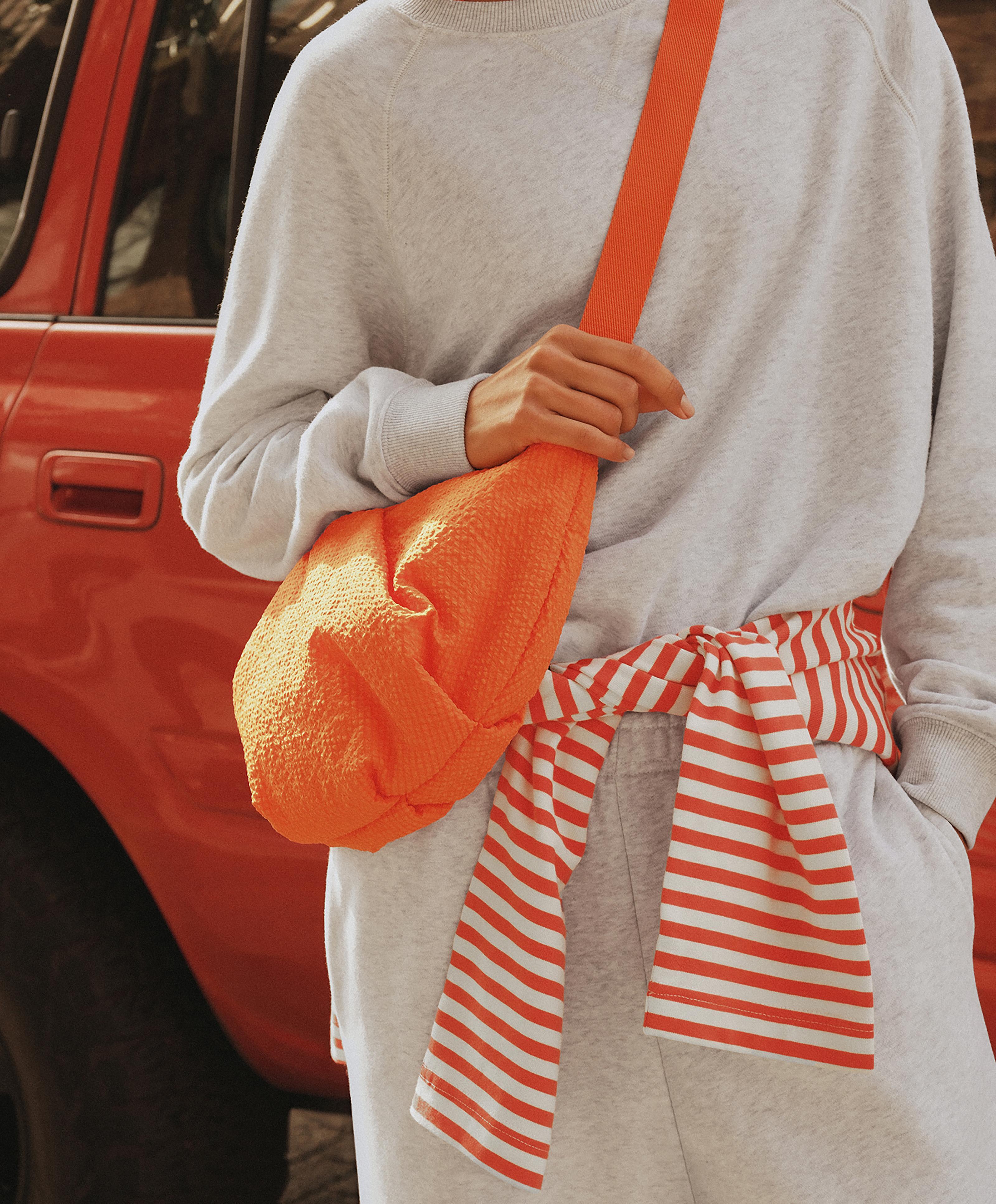 Quilted checked crossbody bag — ORANGE