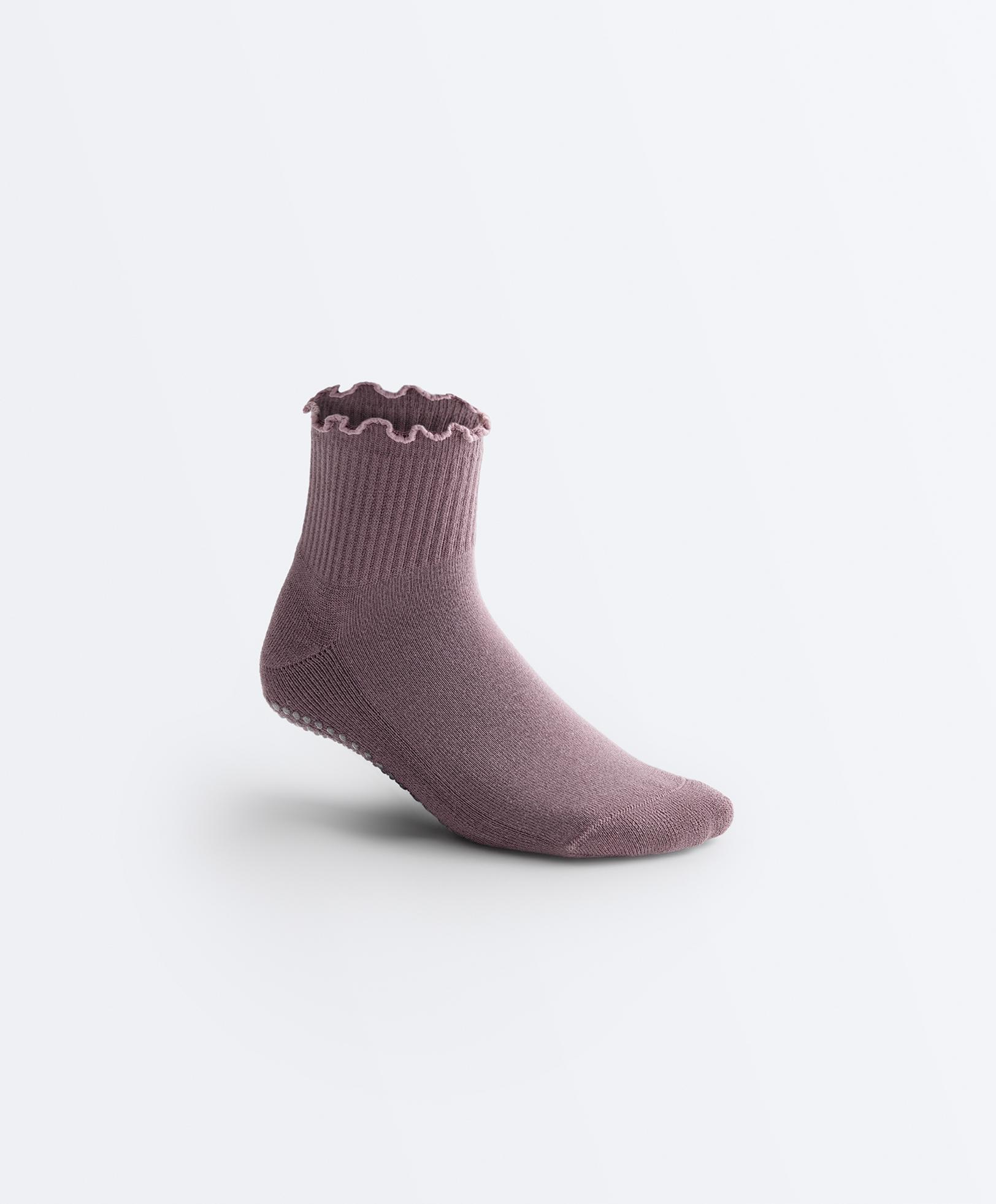 2 pairs of cotton blend quarter yoga and Pilates socks — GREY-PURPLE