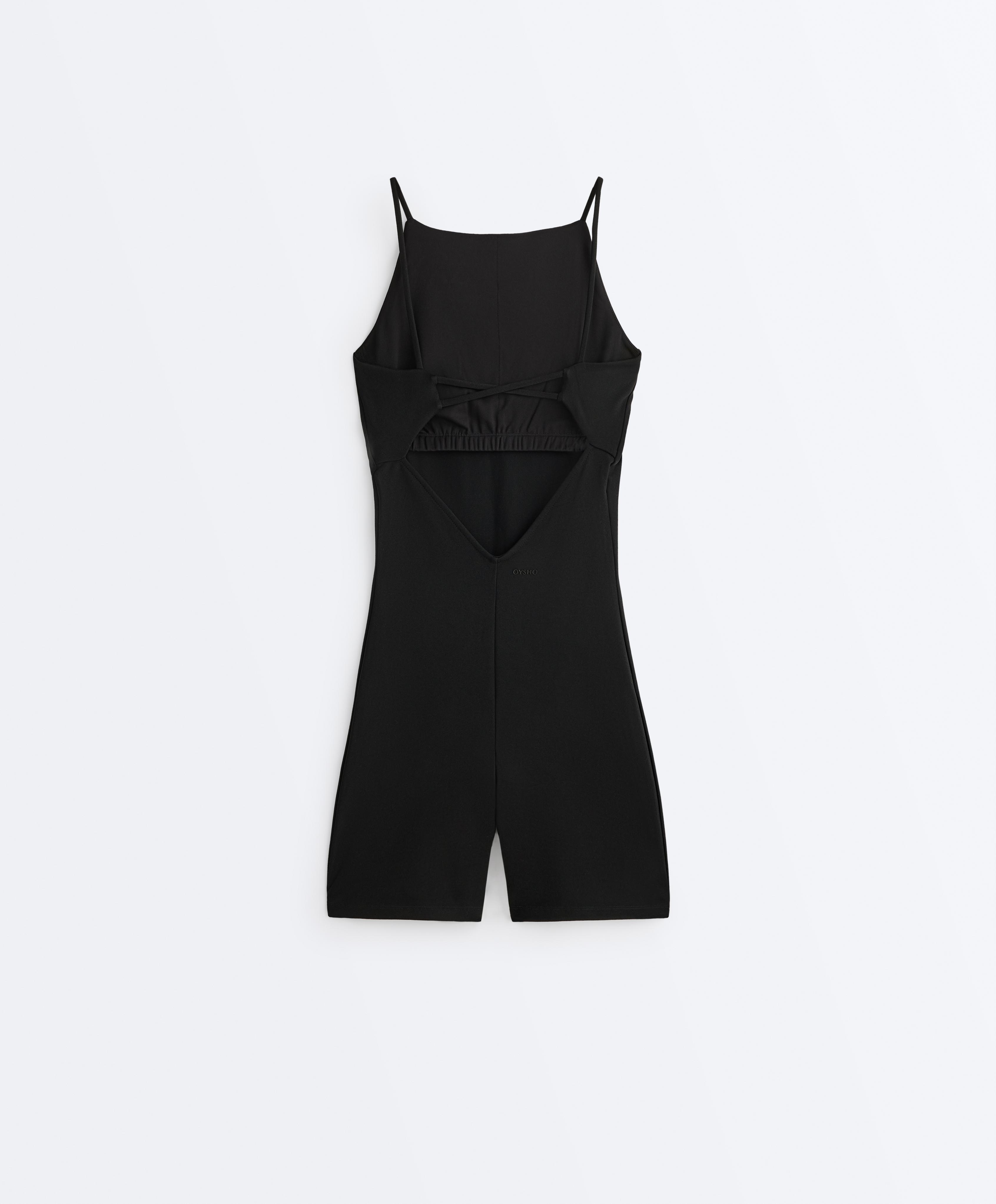 Evermove open-back short jumpsuit — BLACK
