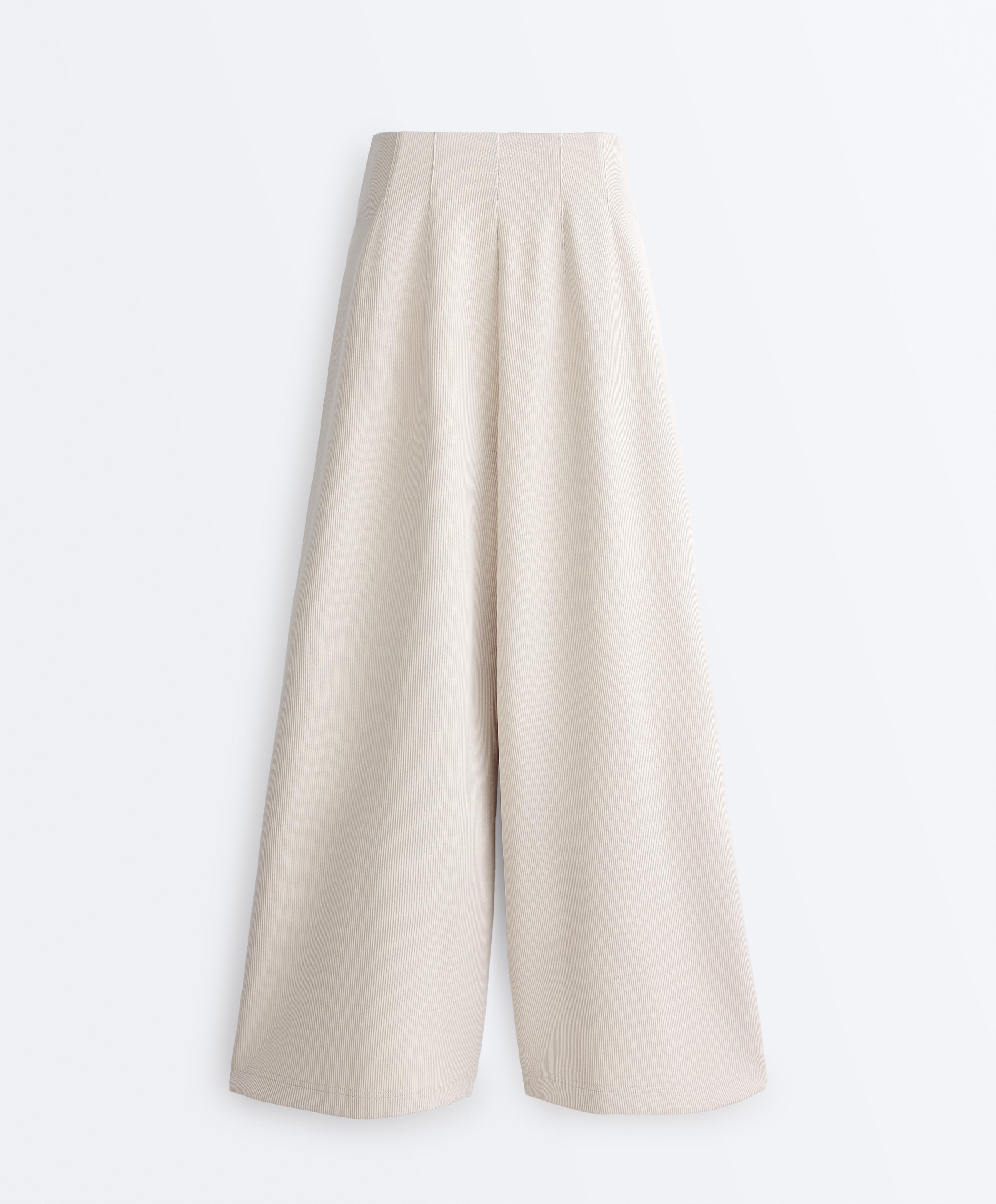 High-waisted crop trousers with modal — PALE MINK