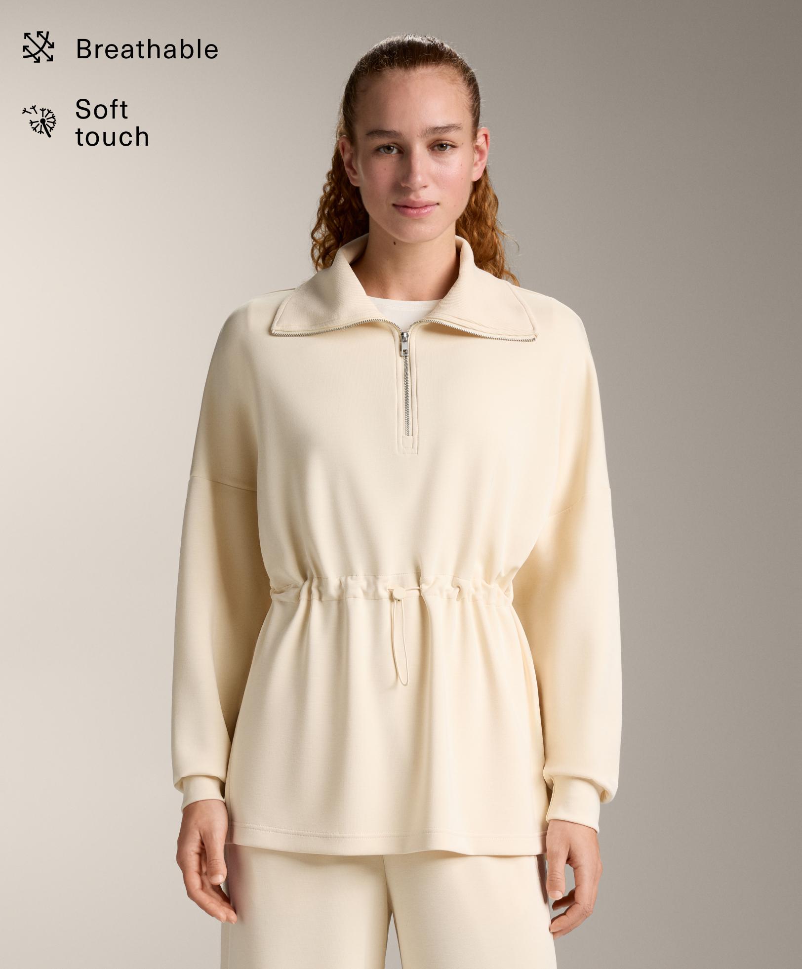Felpa con mezza zip e modal morbido al tatto