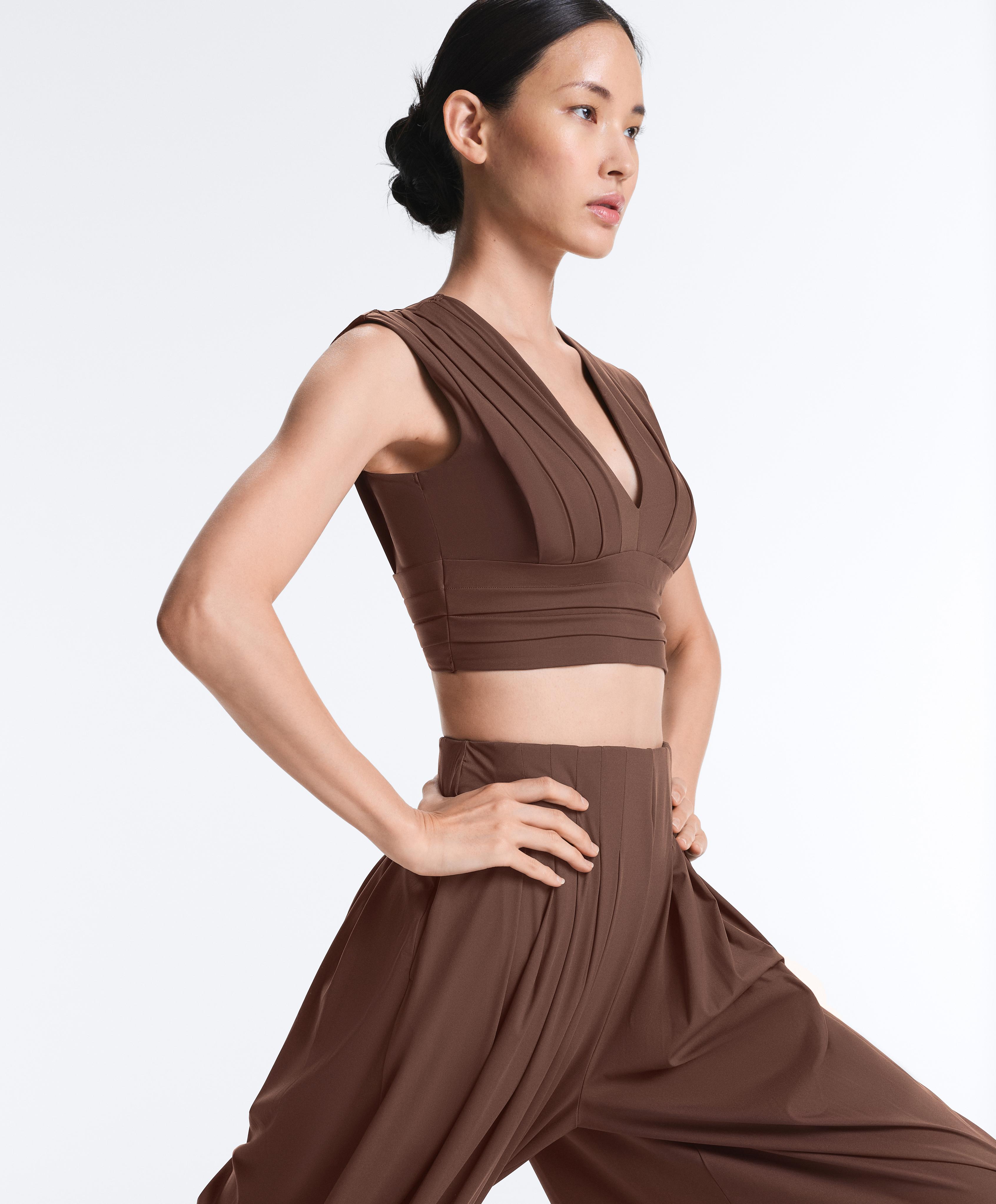Light Touch pleated tank top — MID-BROWN