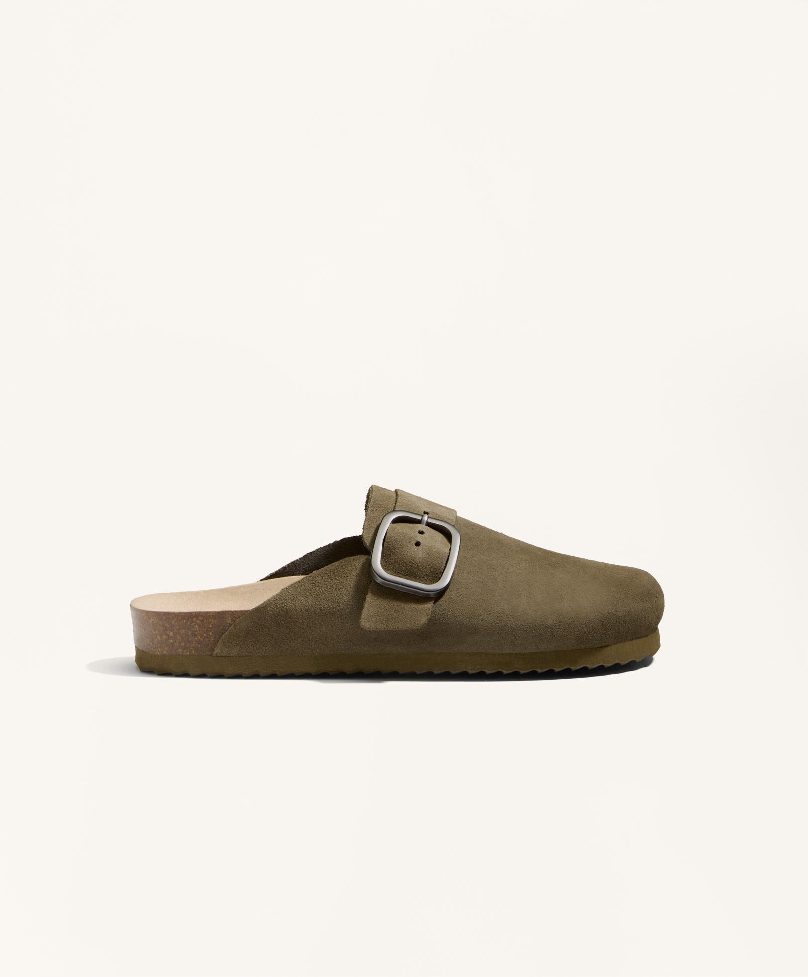 Buckled split-leather mules Buckled split-leather mules