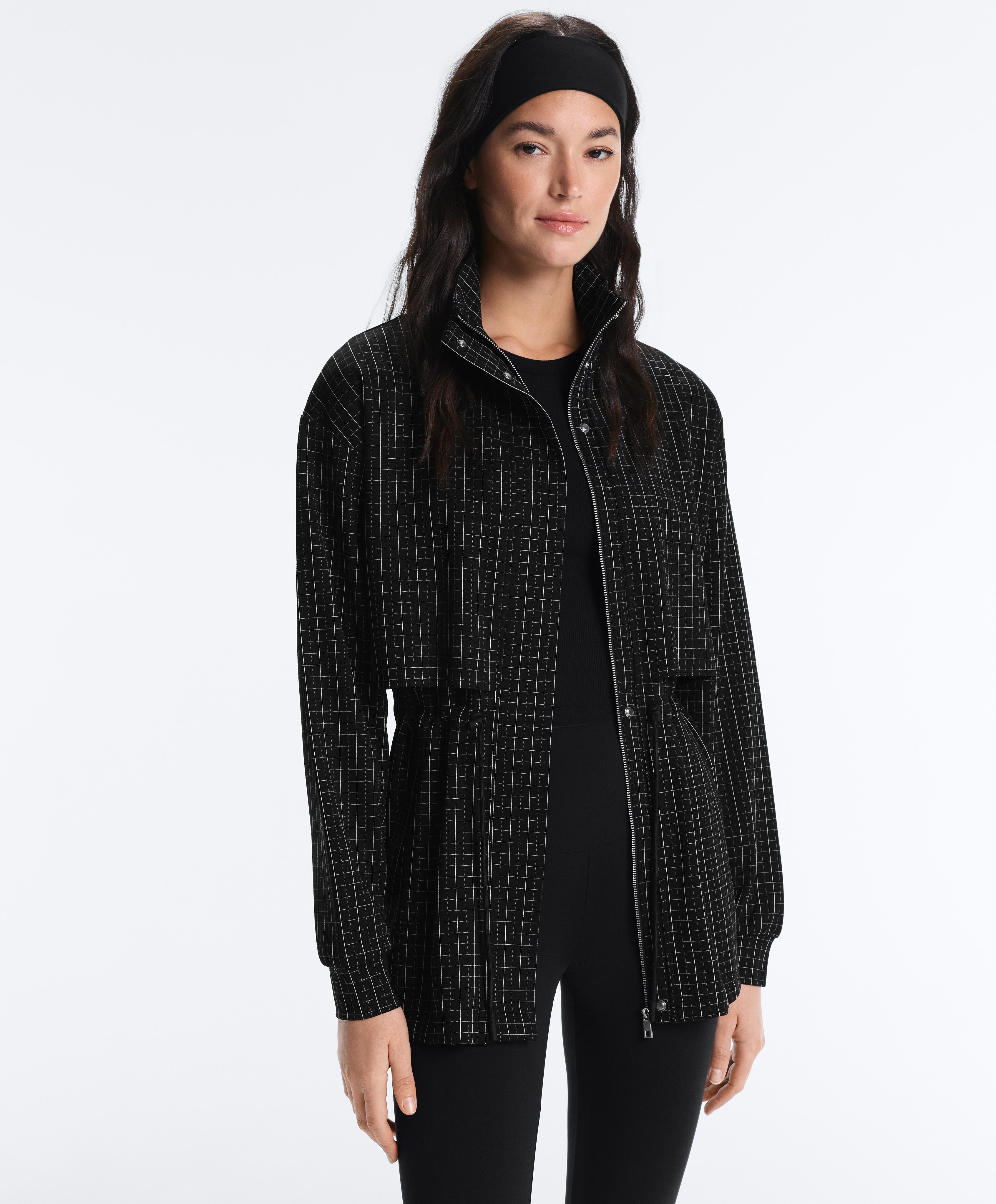 Long checked jacket — BLACK