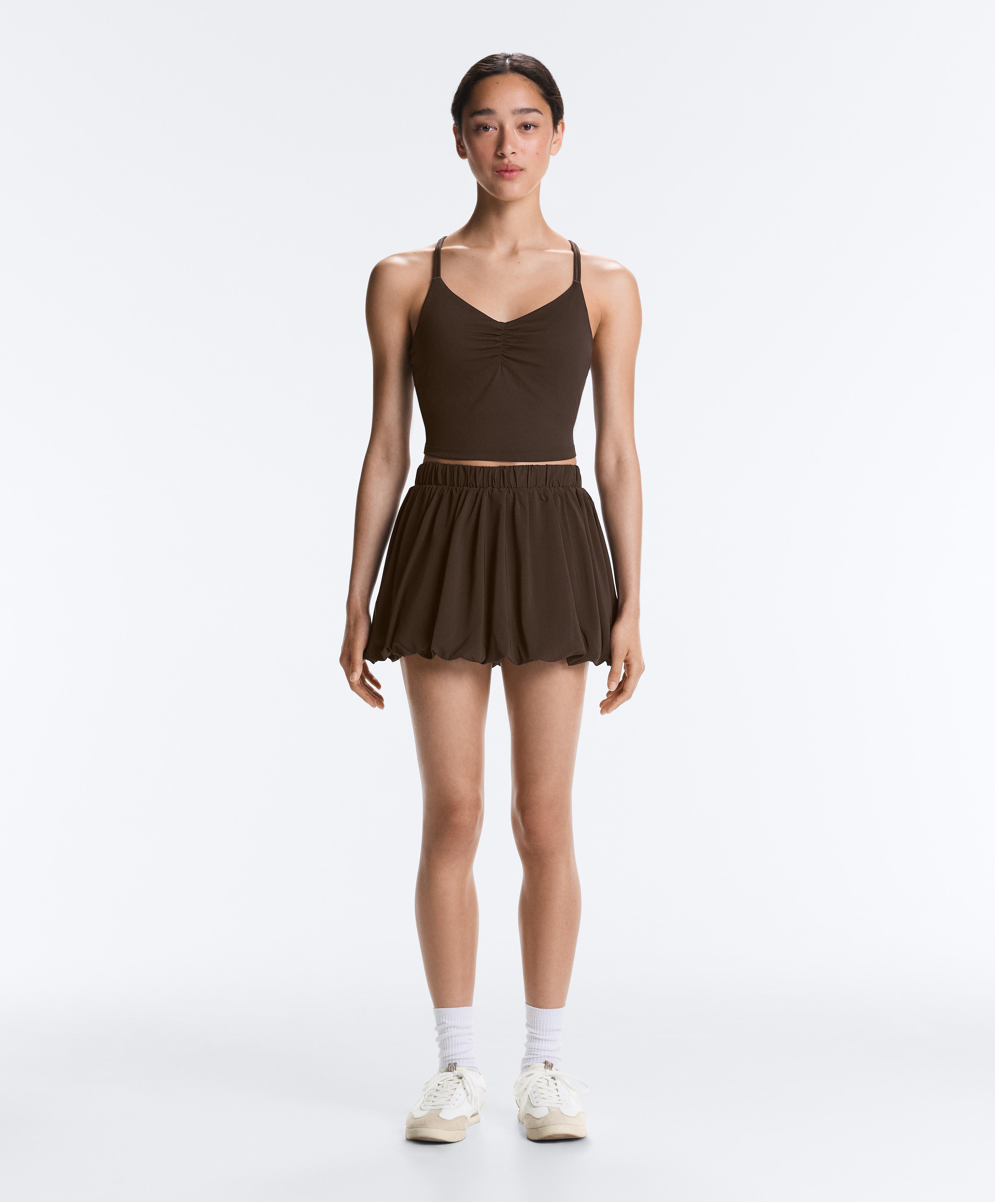 High rise Compressive balloon skirt — DARK BROWN