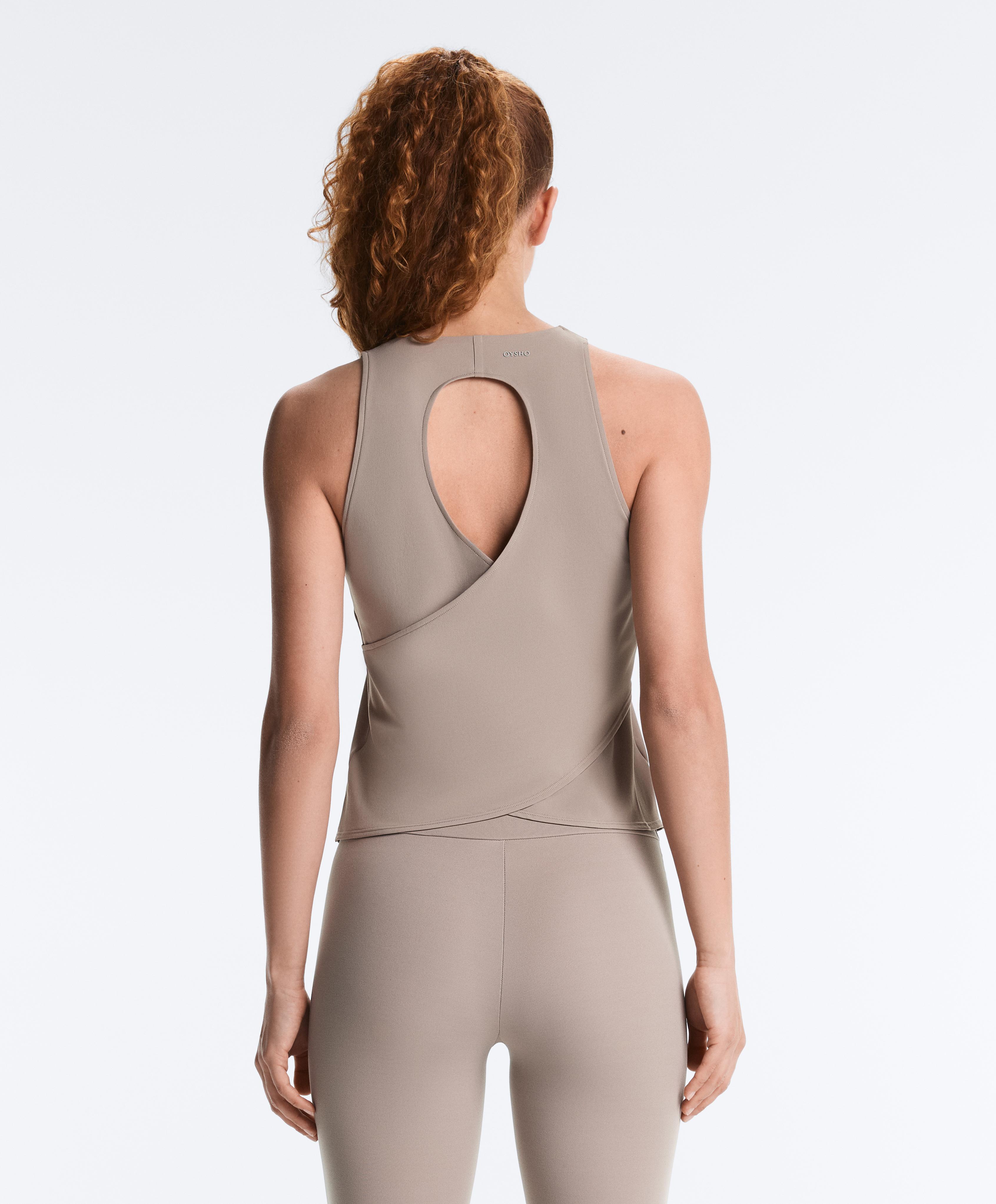Comfortlux cross-back T-shirt — PALE TAUPE