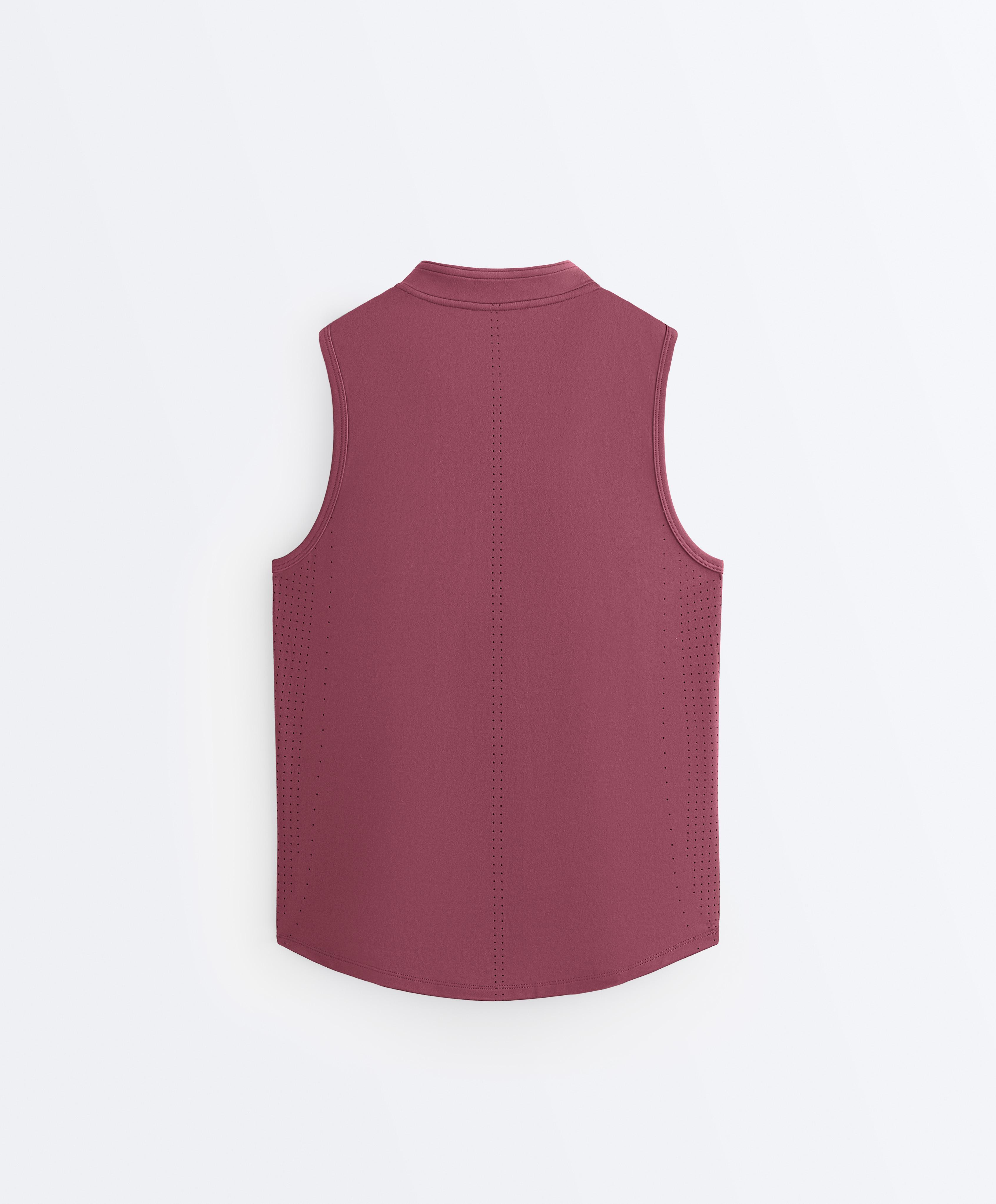 Technical sleeveless T-shirt with half zip — DUSTY ROSETTE